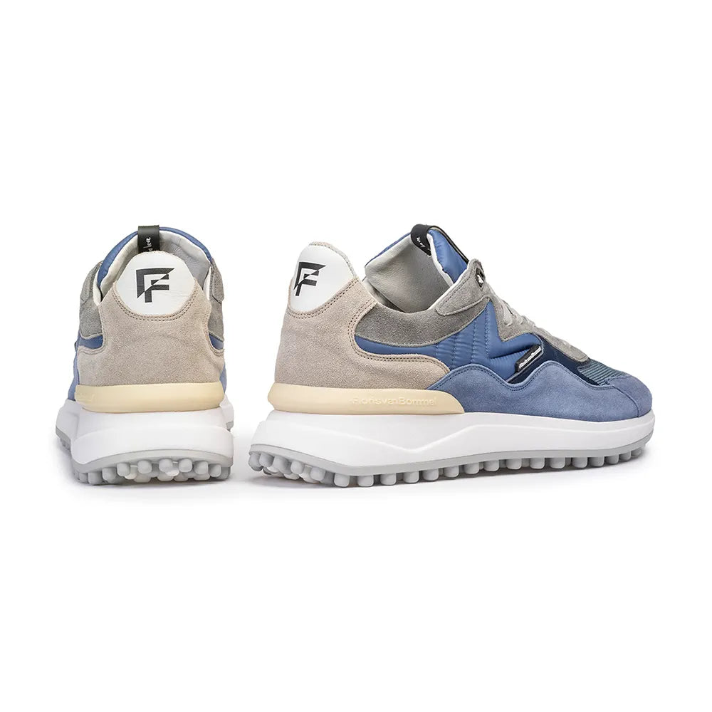 VAN BOMMEL SFM-10152-40-02 HERREN SCHUHE FLORIS SPORT SNEAKER  LEDER COMBI BLUE TEXTILE