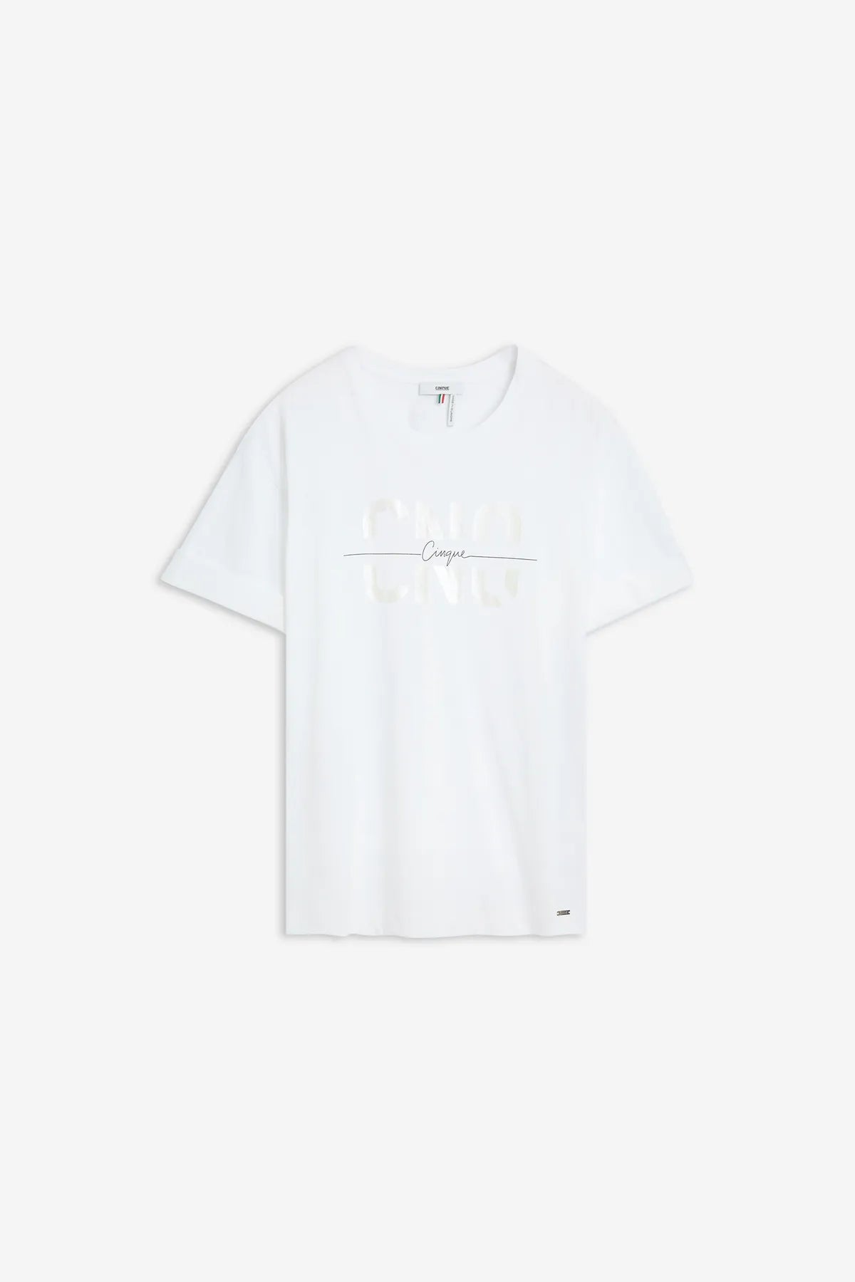 CINQUE 52301765 CISOLEA Damen Shirt mit irisierendem Metallicprint aus hochwertiger Baumwolle weiß