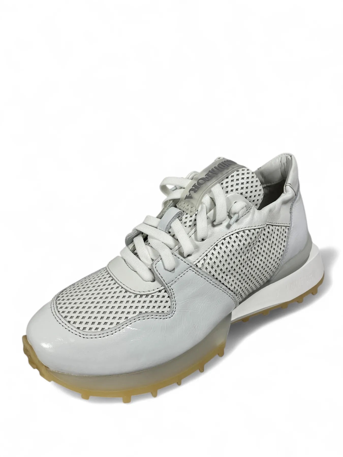 ANDIA FORA DOVER - RUFFLE OPEN NAPLAK DAMEN PLATEAU SNEAKER WHITE.