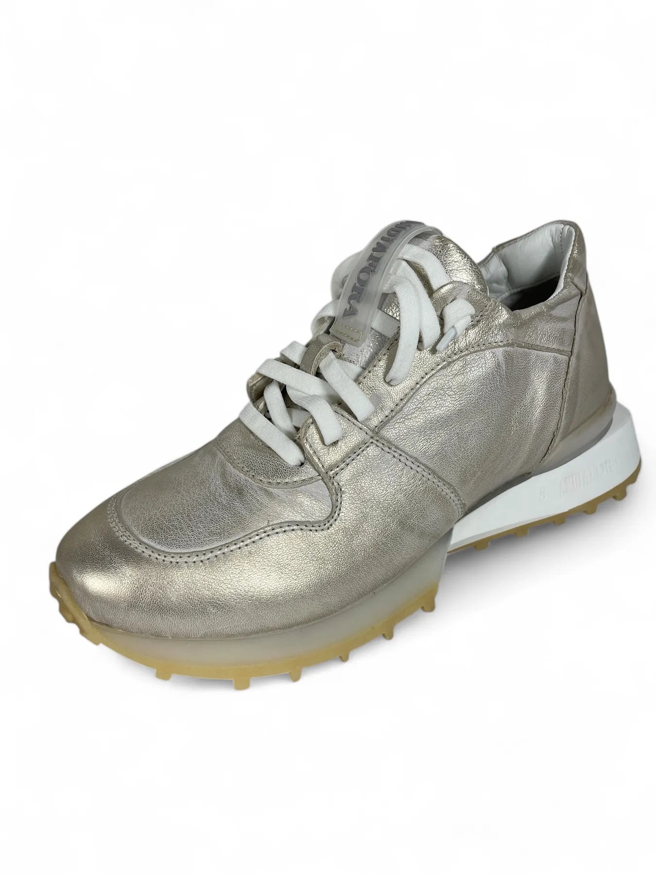 ANDIA FORA DOVER - RUFFLE UNI BRUSHED DAMEN PLATEAU SNEAKER SILBER.
