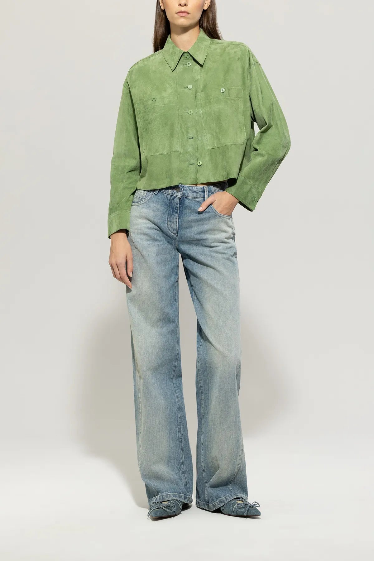 LUISA CERANO 
                
                                            418333/9743-0 Hemd aus Veloursleder easy green