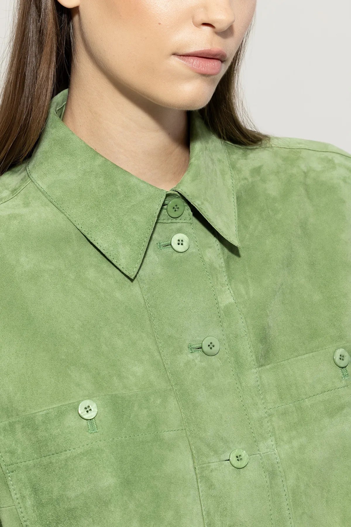 LUISA CERANO 
                
                                            418333/9743-0 Hemd aus Veloursleder easy green