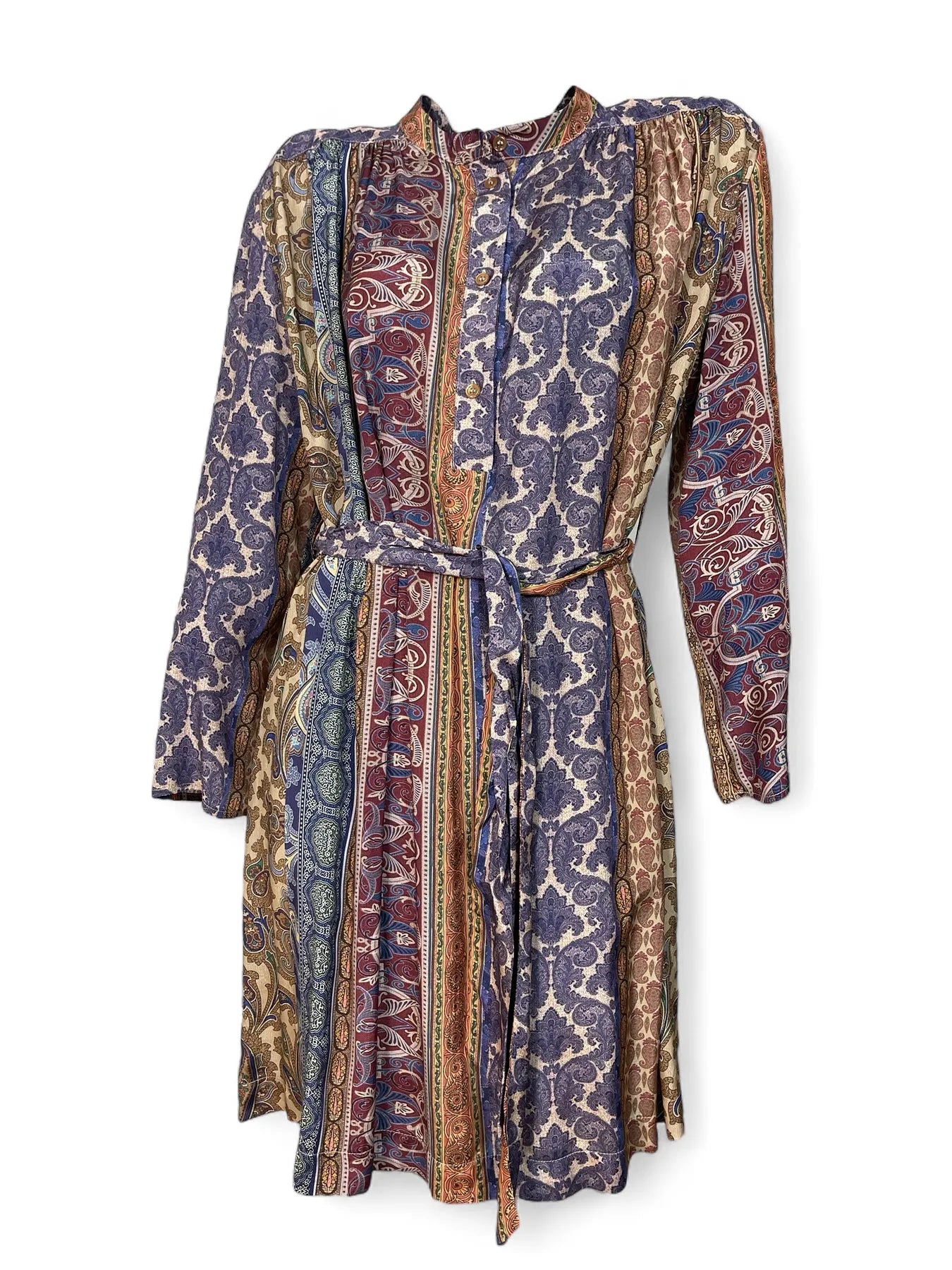 VICOLO TD0314  Blusenkleid mit Streifen-Muster COGNAC.