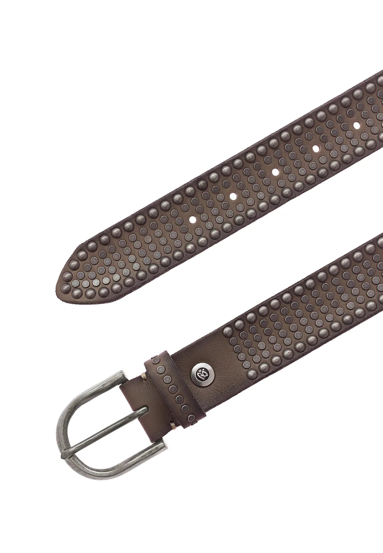 B.BELT BB0988L38 Riva Damen Leder Gürtel 35mm mit Nieten Grau