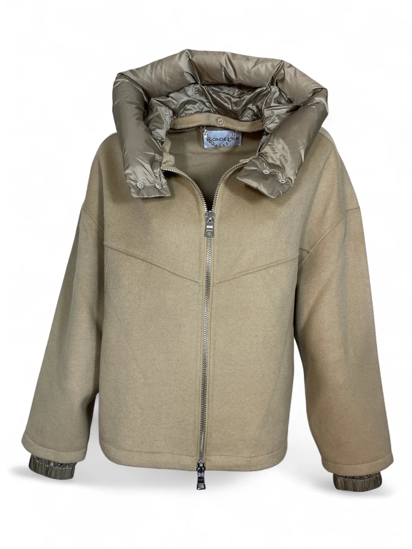 BLONDE JERRY DAMEN JACKE MIT KAPUZE WOLLMIX LIGHT BEIGE.