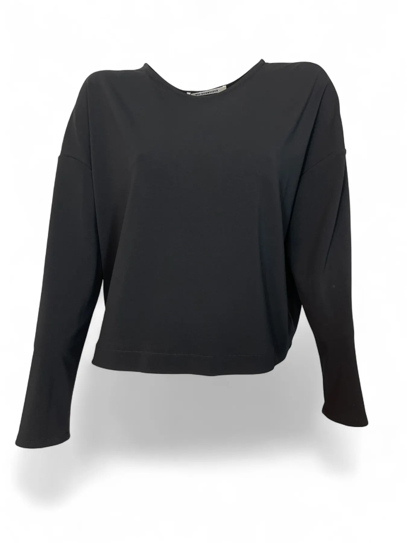 ULI SCHNEIDER  30444 Damen Pullover Micro Jersey Pleat Sweatshirt Black.