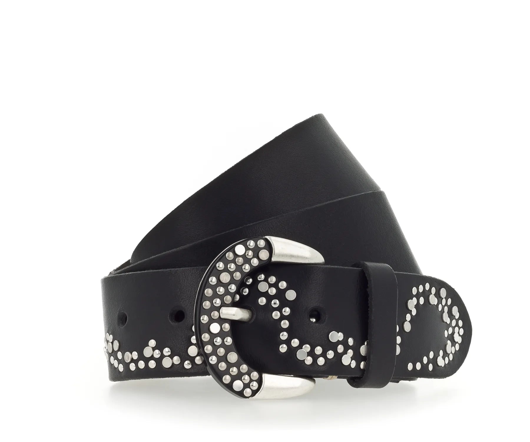 B.BELT BB1043L24 Damen Nietengürtel  Wilma 40 mm Leder Schwarz