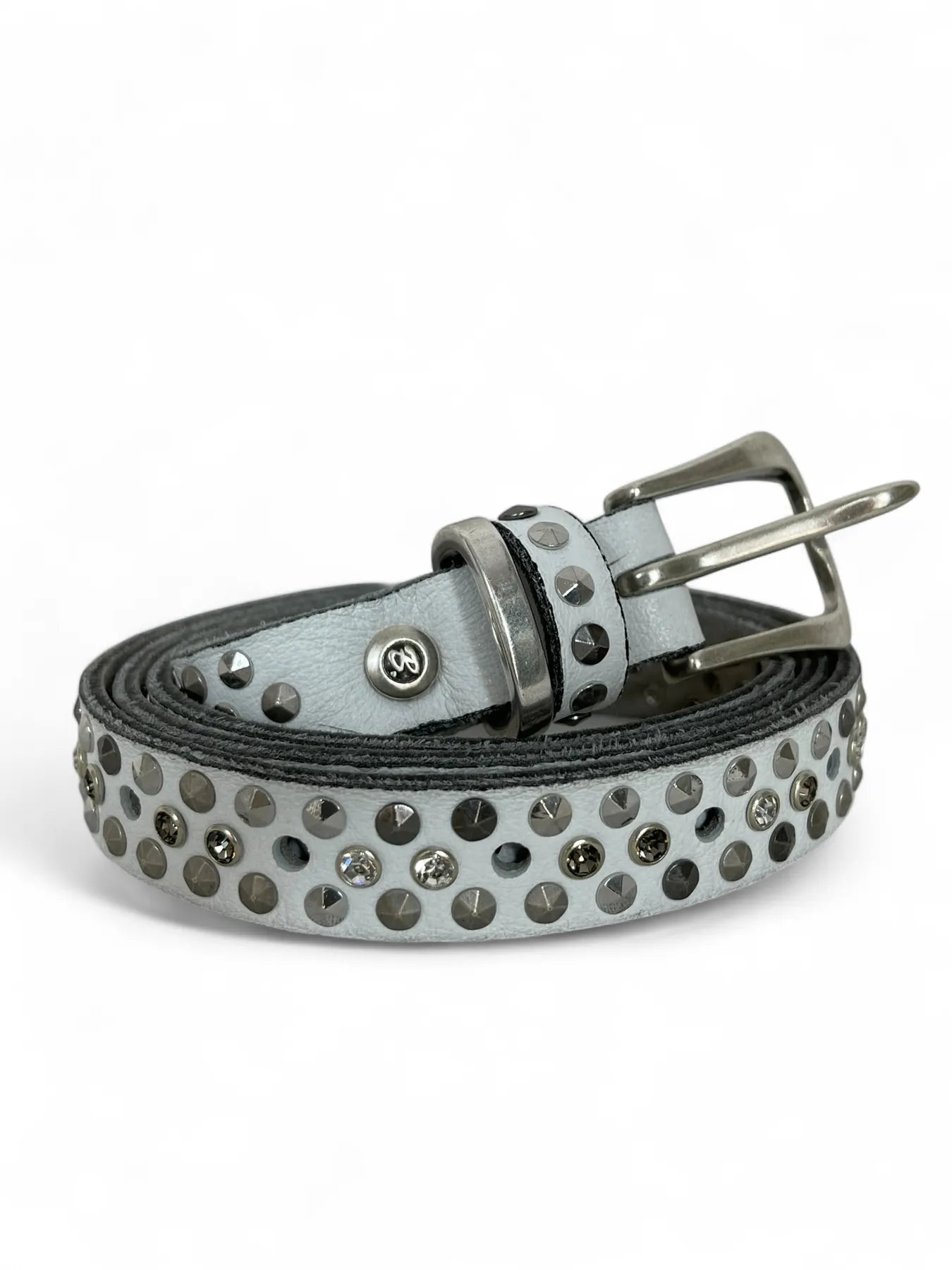 B.BELT BB1058L38 20 mm Leder-Nietgürtel Q. 6484 Roana offwhite