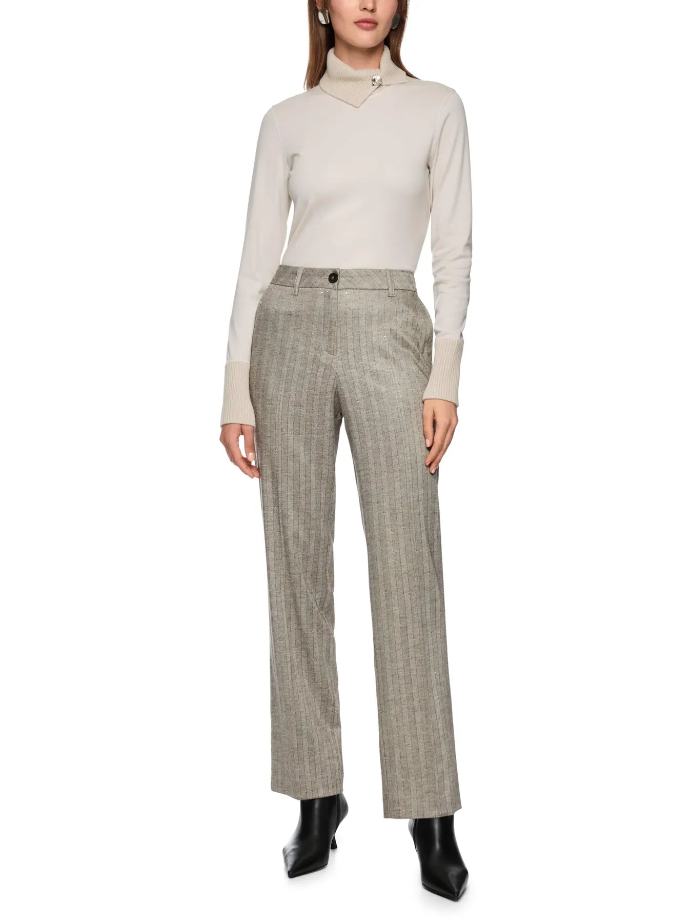 MARC CAIN ZC 48.44 J15 Longsleeve mit gestricktem Kragen smoke