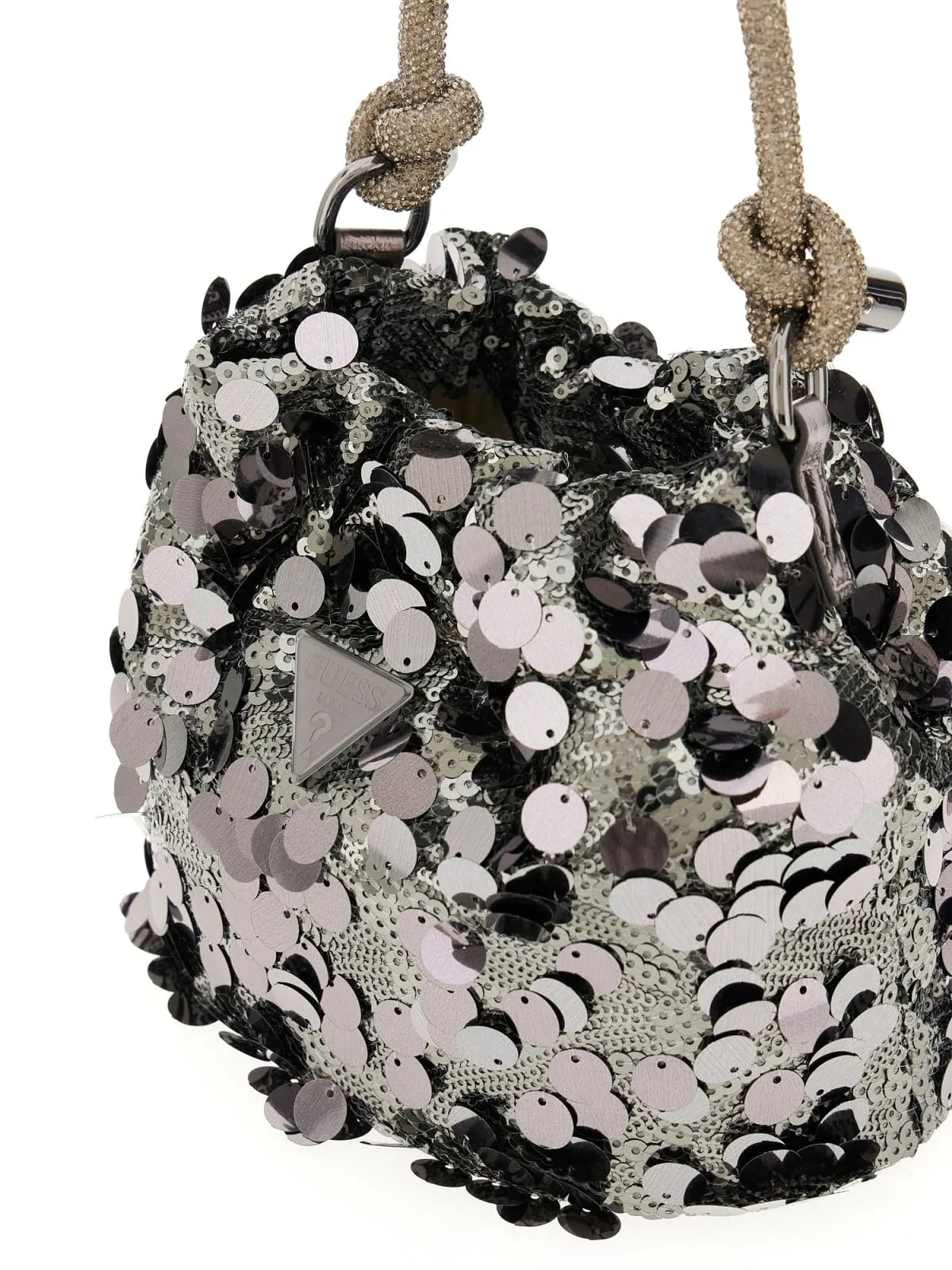 GUESS HWEM95 38750 Kleine Pailletten Tasche Beutel Silber