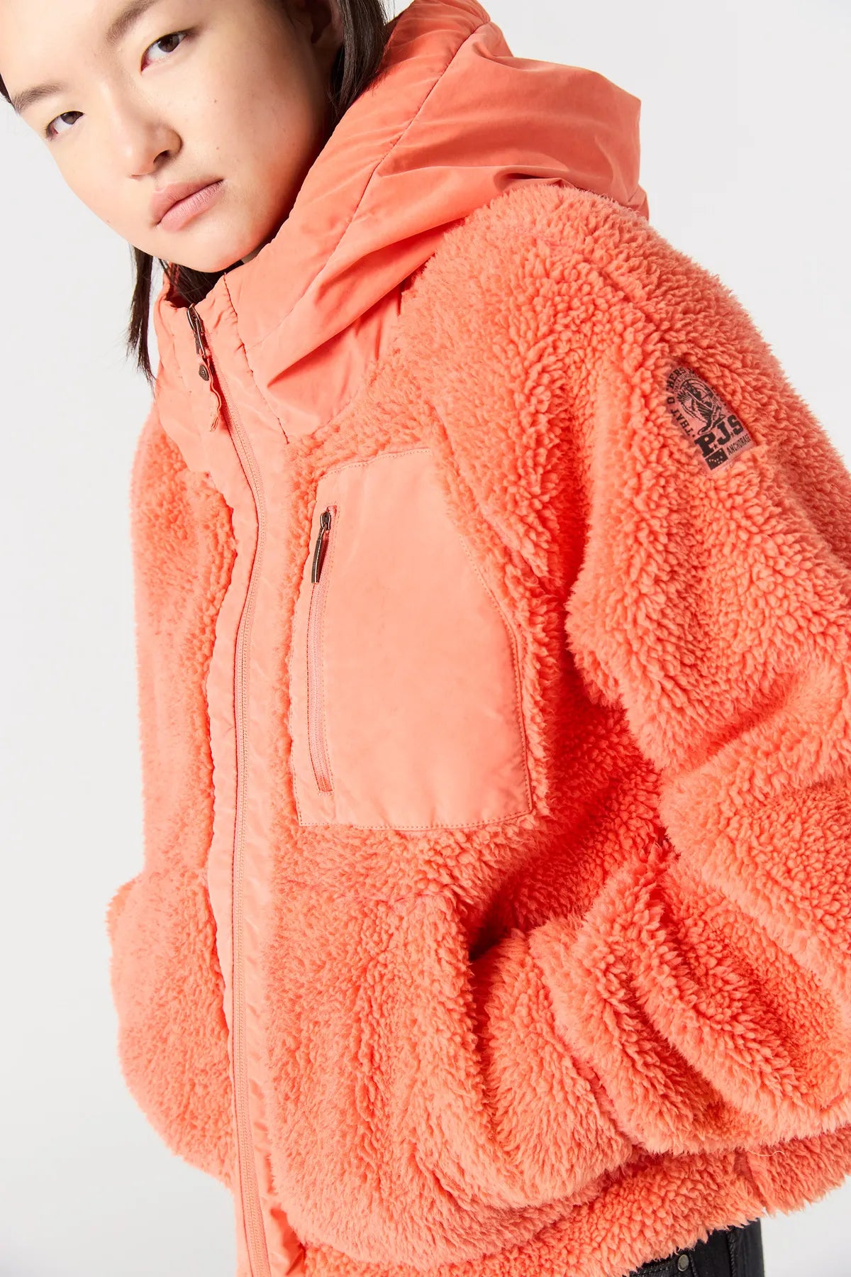 PARAJUMPERS PY31 CREAMY  FLEECE TEDDY ZIP JACKE GRENADINE