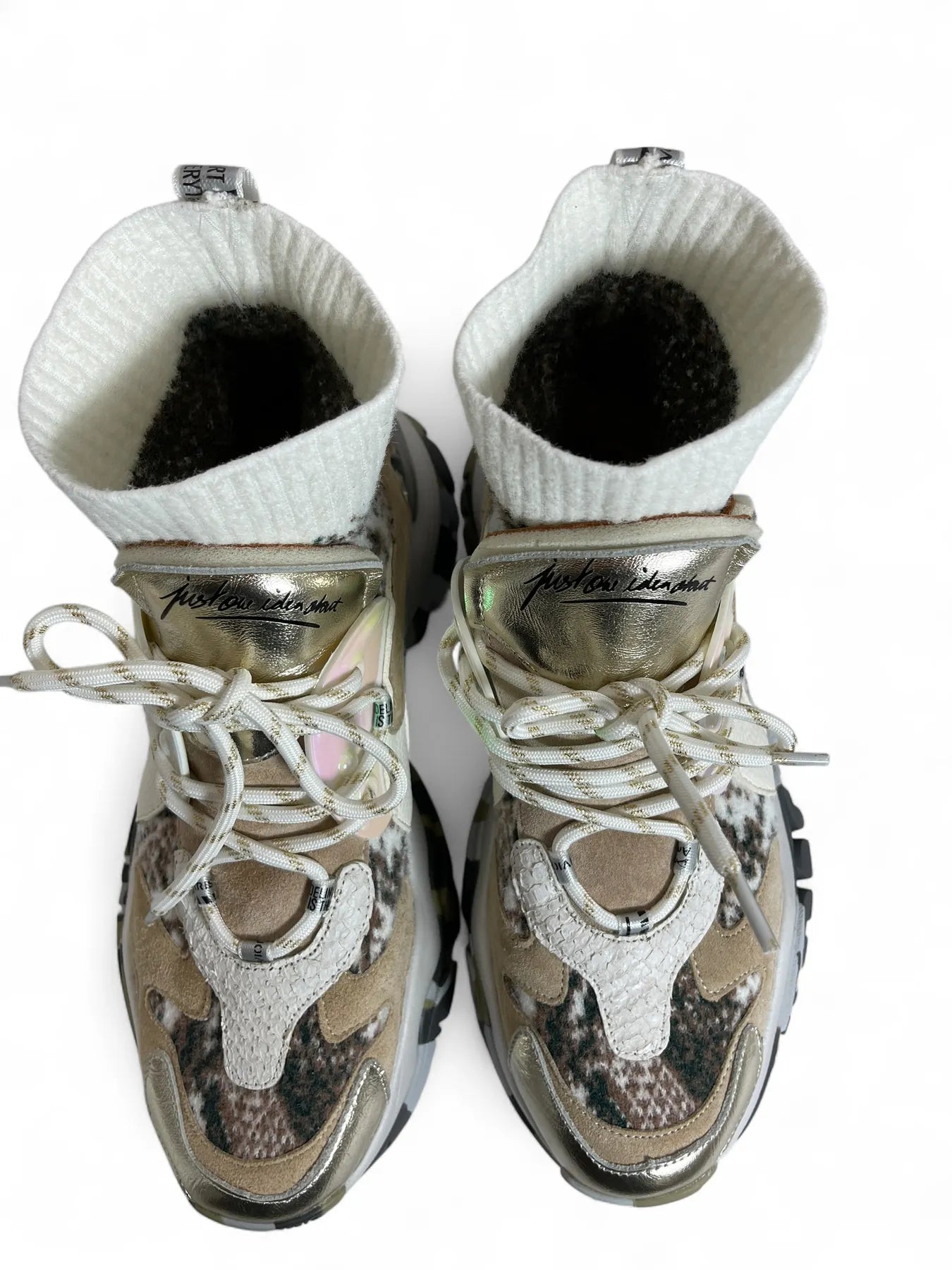 JOIA 2502093 LAZY  Leather Stretch Sock Sneaker White Beige