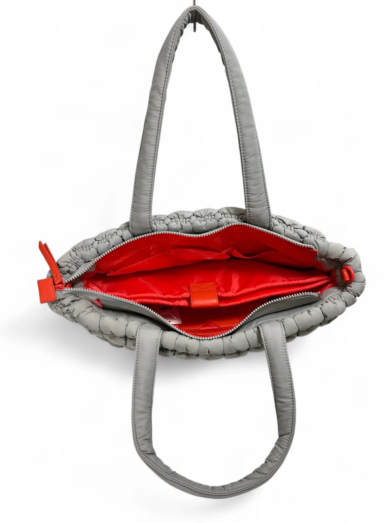 UNIO CORTINA BUBBLE NYLON SHOPPER PUFFER BAG ORANGE LIGHT GREY