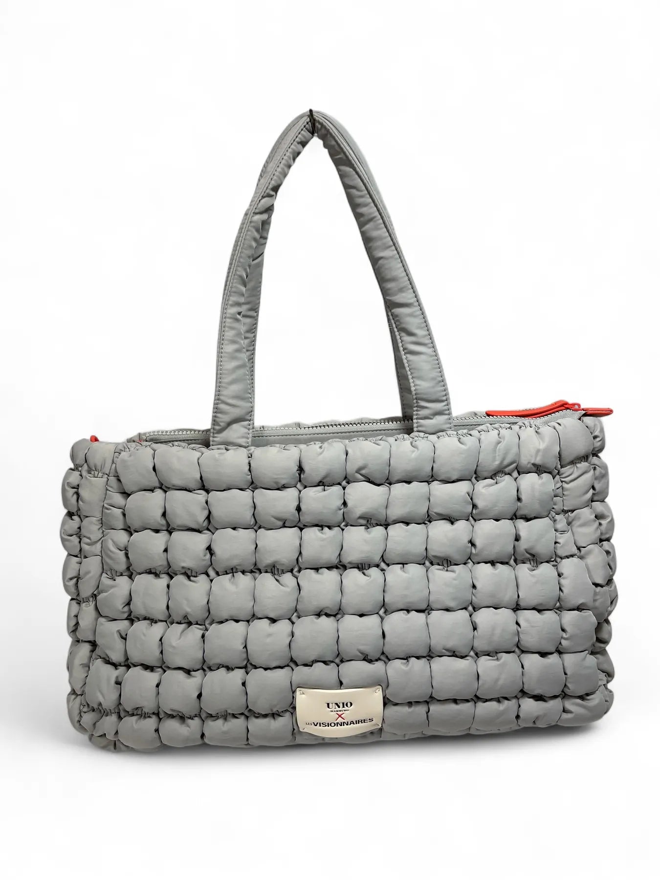 UNIO CORTINA BUBBLE NYLON SHOPPER PUFFER BAG ORANGE LIGHT GREY