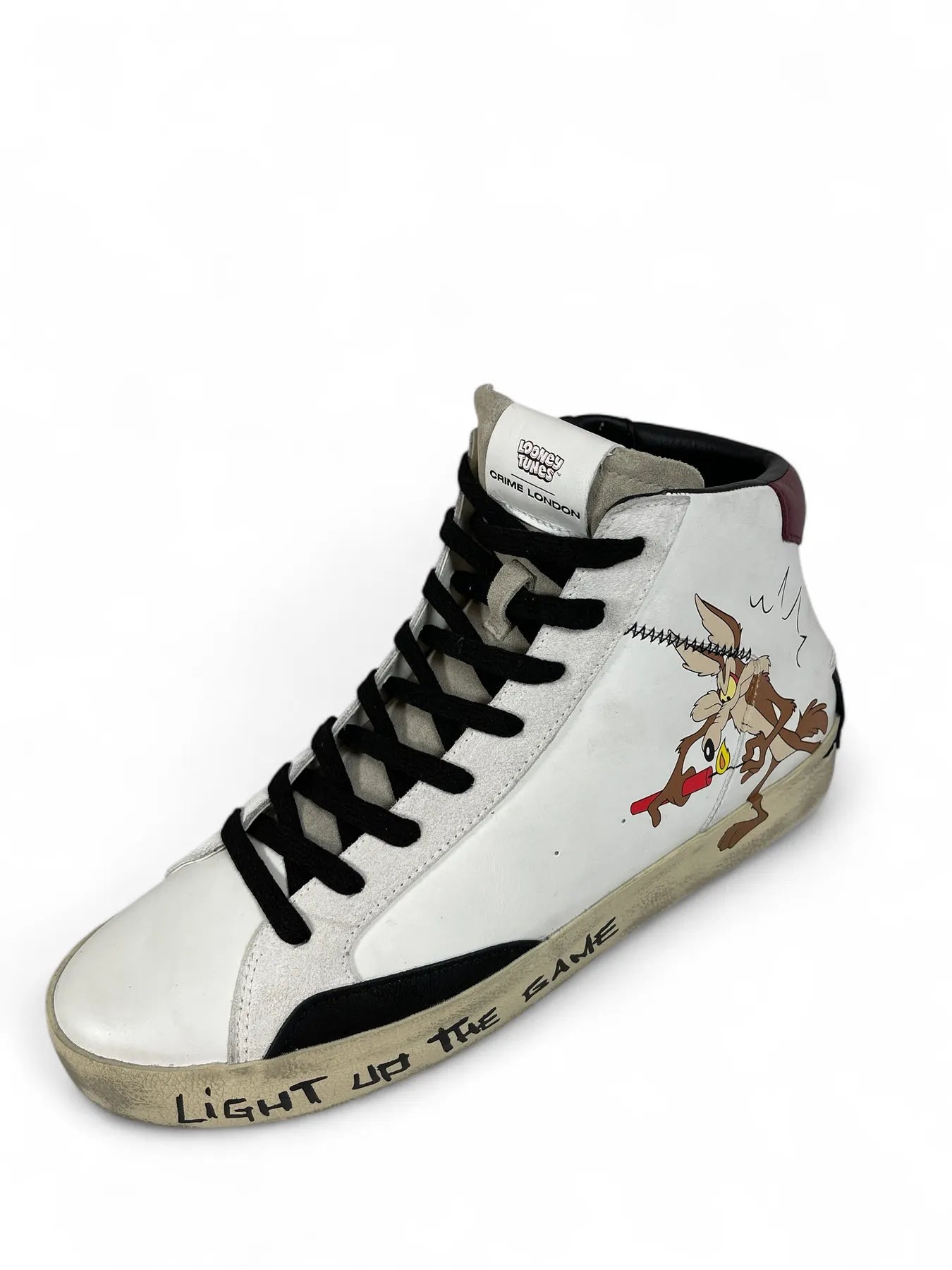 CRIME LONDON 77073AA8 Distressed High Top Sneaker  Leder Comic Weiß