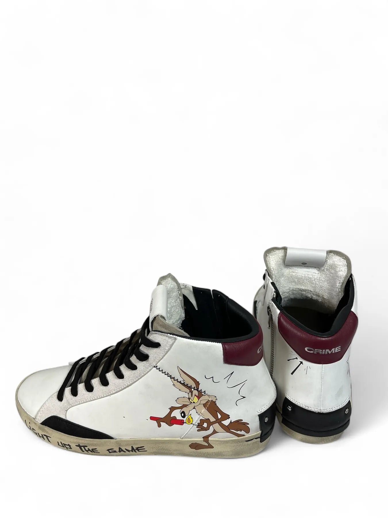 CRIME LONDON 77073AA8 Distressed High Top Sneaker  Leder Comic Weiß