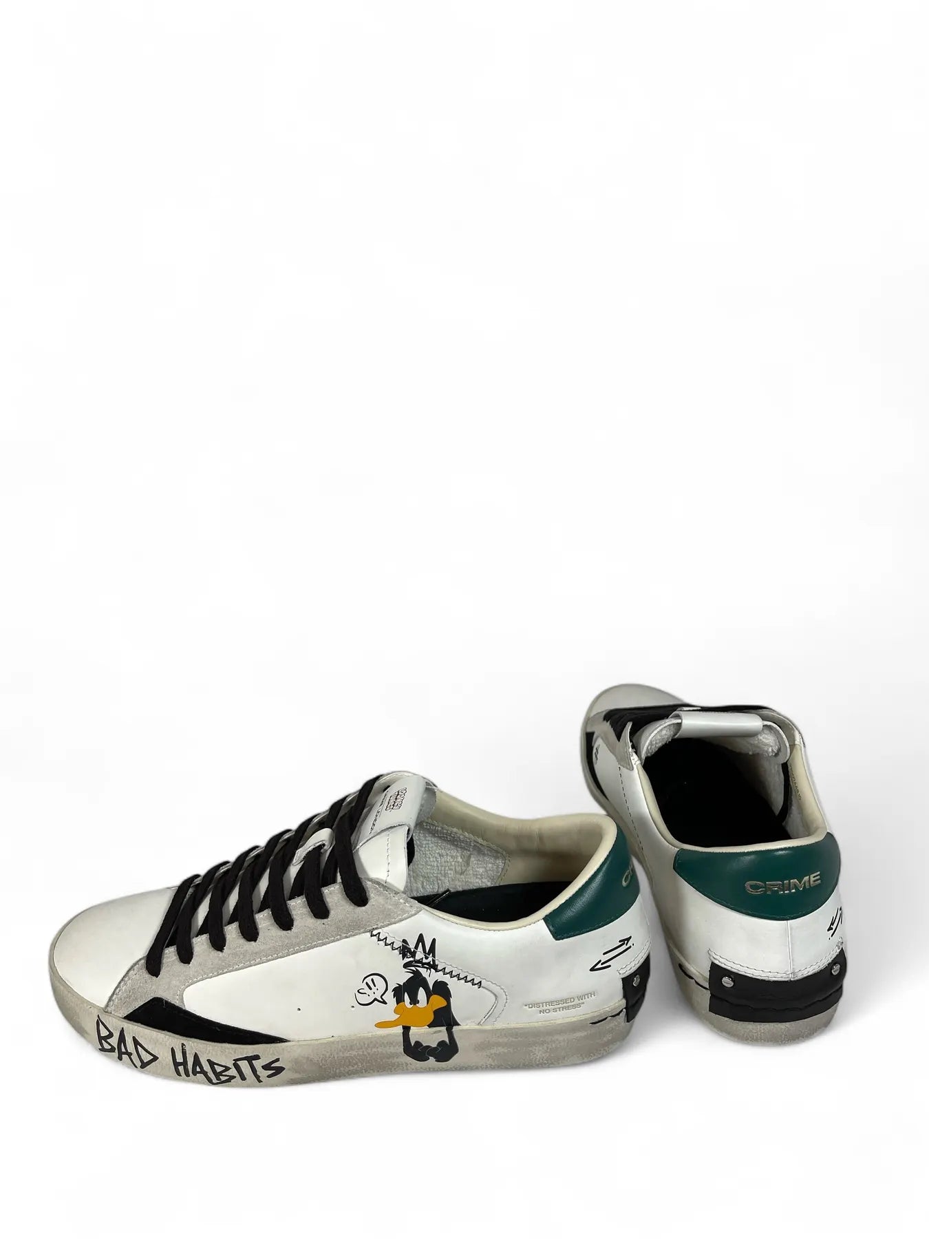 CRIME LONDON 77007AA8  Distressed Herren Leder Sneaker Comic Weiß