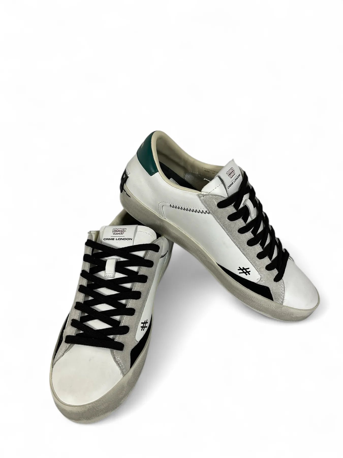 CRIME LONDON 77007AA8  Distressed Herren Leder Sneaker Comic Weiß