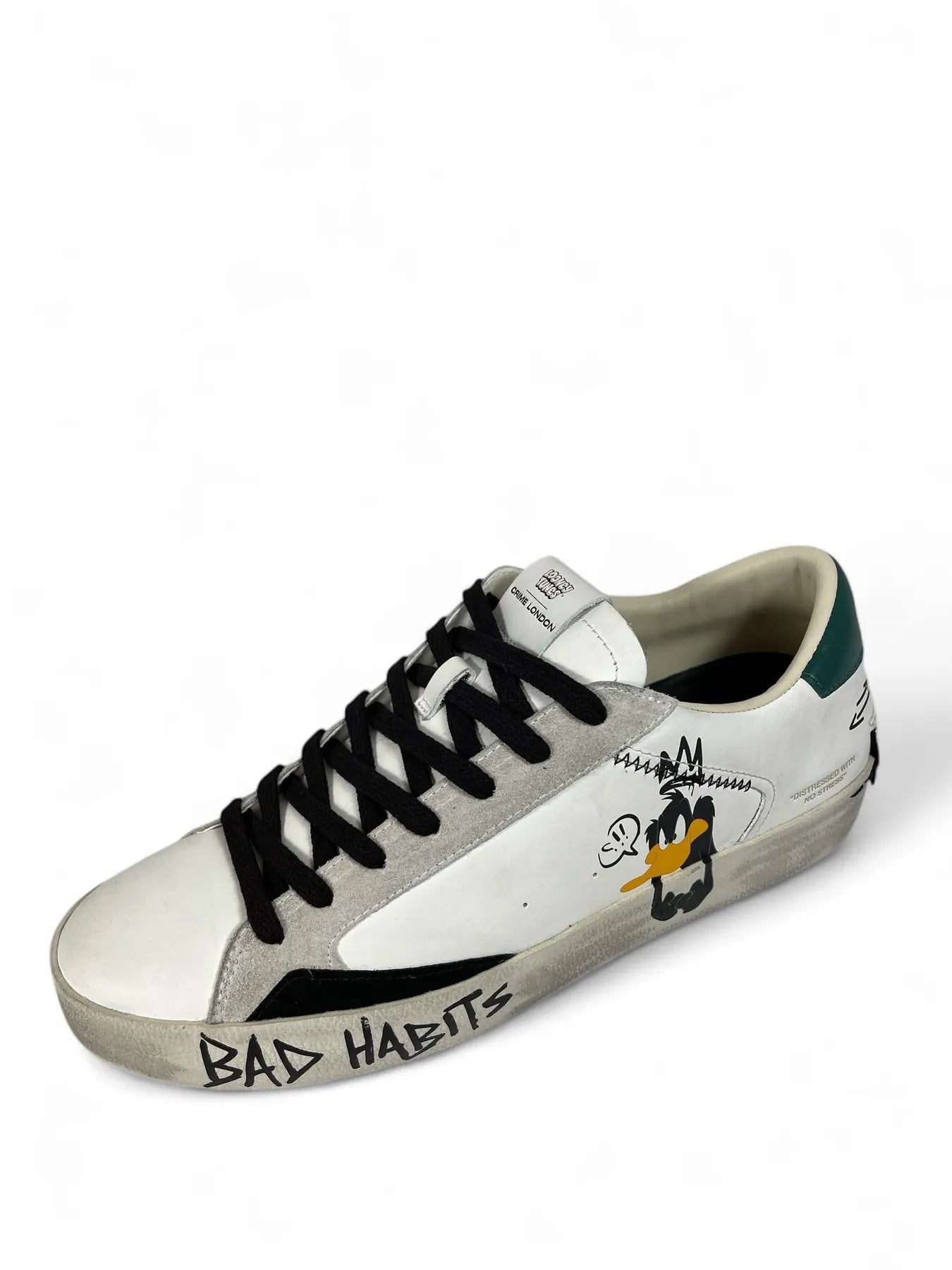 CRIME LONDON 77007AA8  Distressed Herren Leder Sneaker Comic Weiß