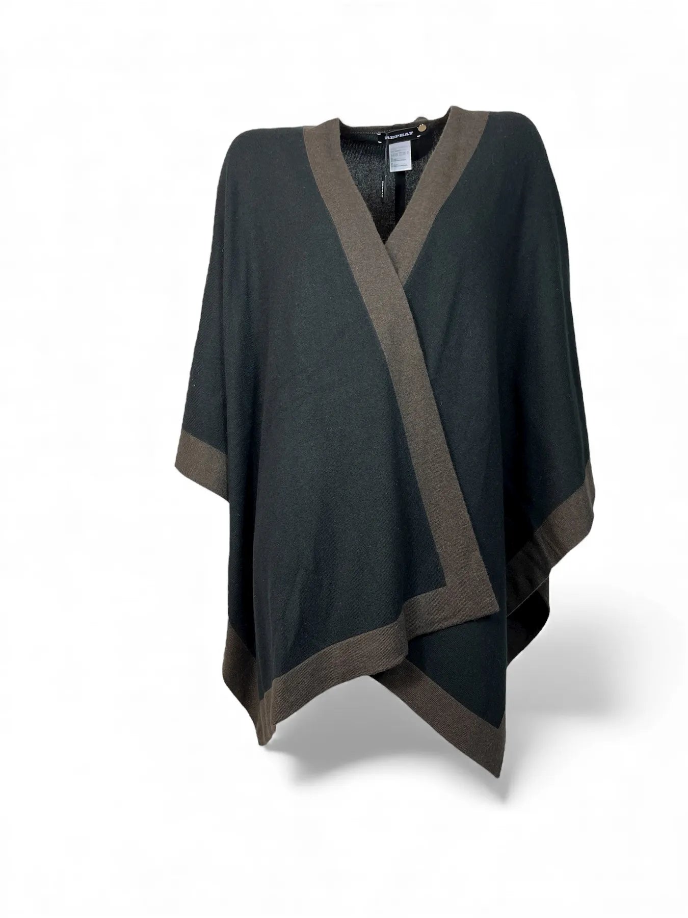 REPEAT 700637 Cashmere Poncho Black/Braun