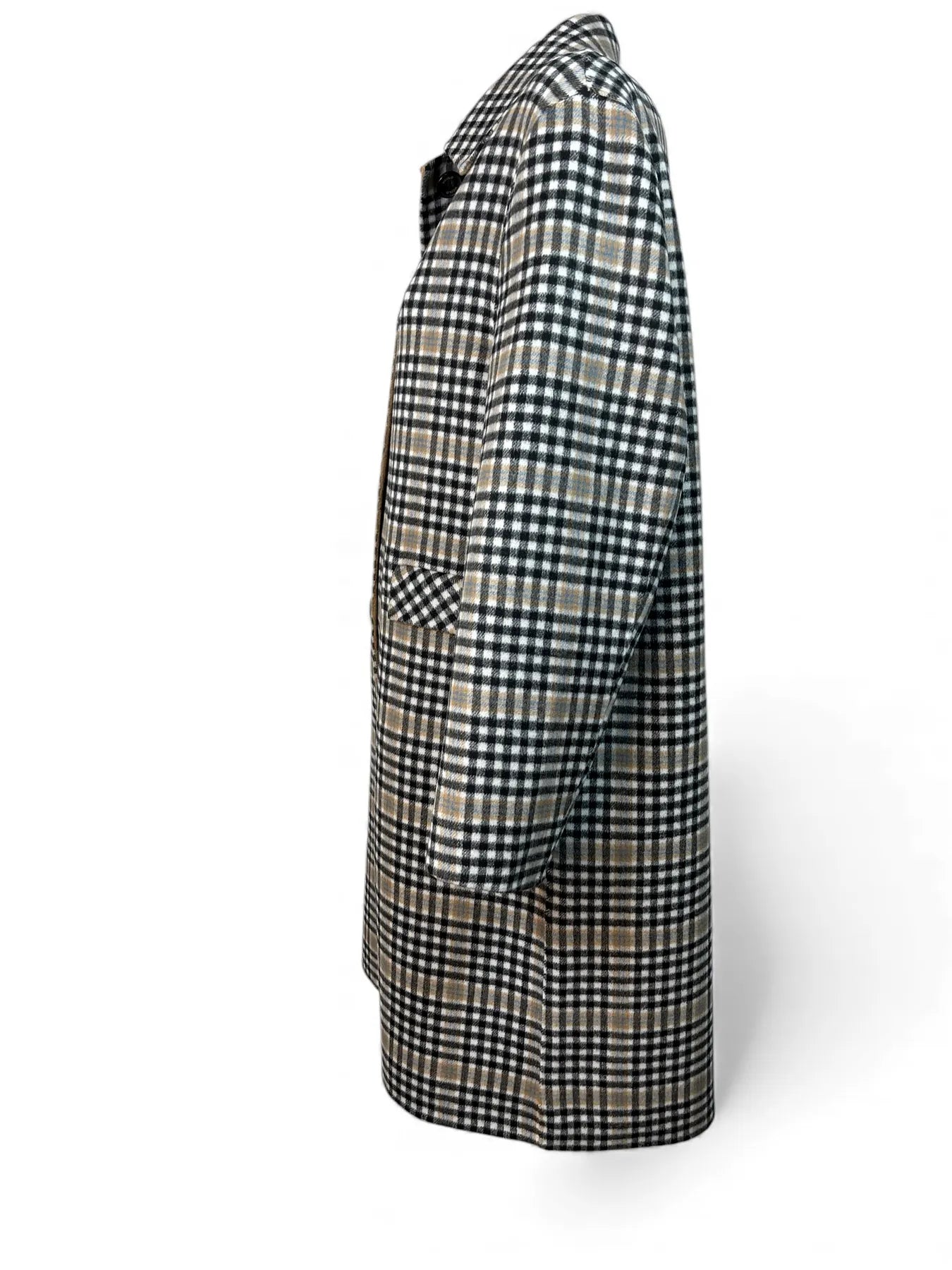 VICOLO TF0020  2-in-1 Mantel Wolle/Regenmantel Karomuster Braun