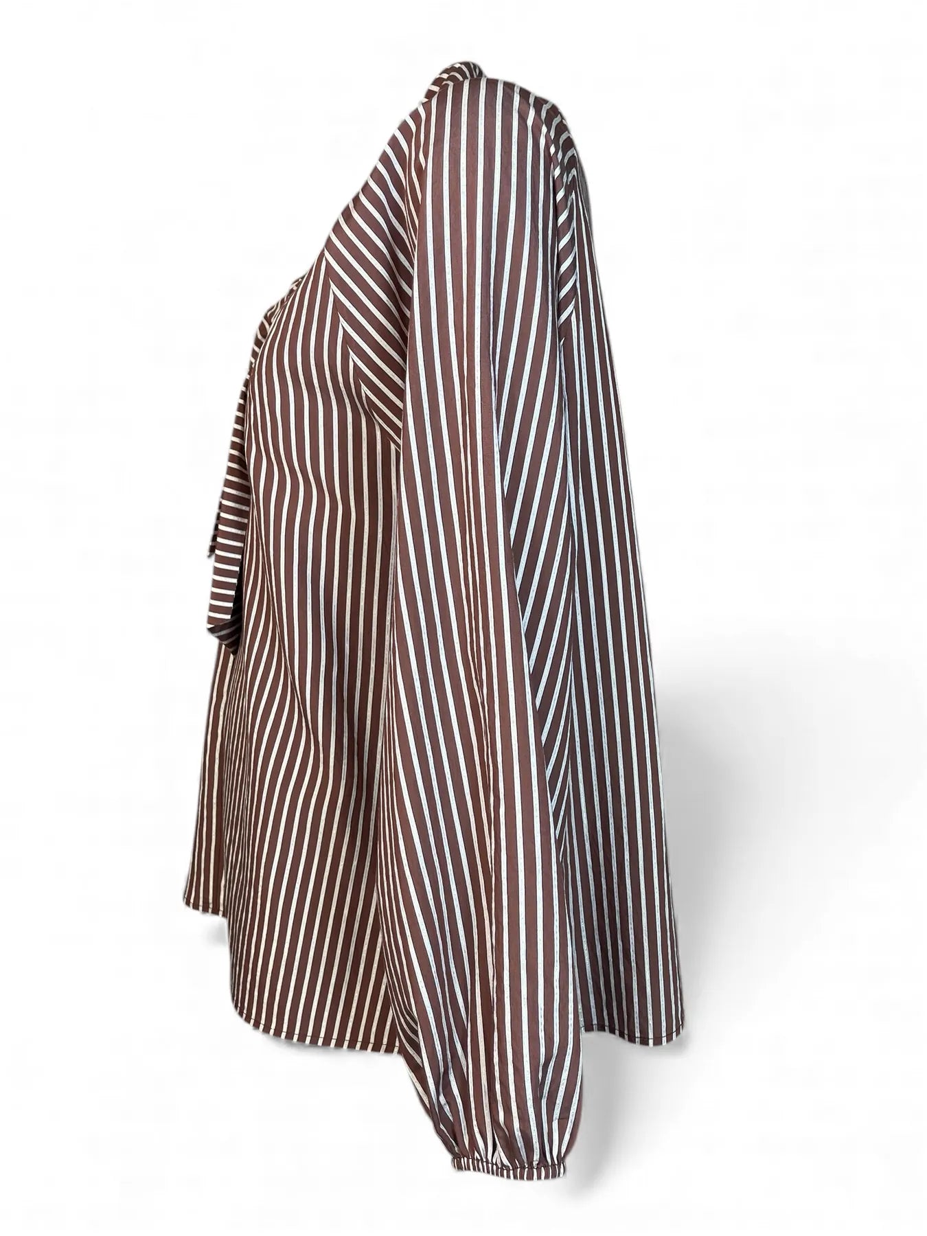 VICOLO TF0288 SCHLUPPEN BLUSE MIT STREIFEN TABACCO