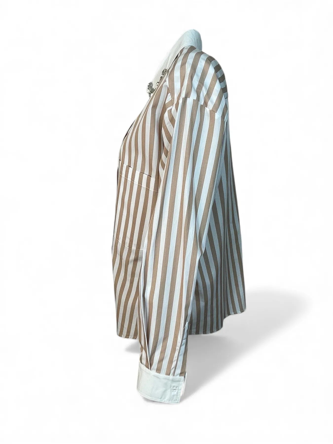 VICOLO RF0004 BLUSE MIT STREIFEN STRASS BEIGE