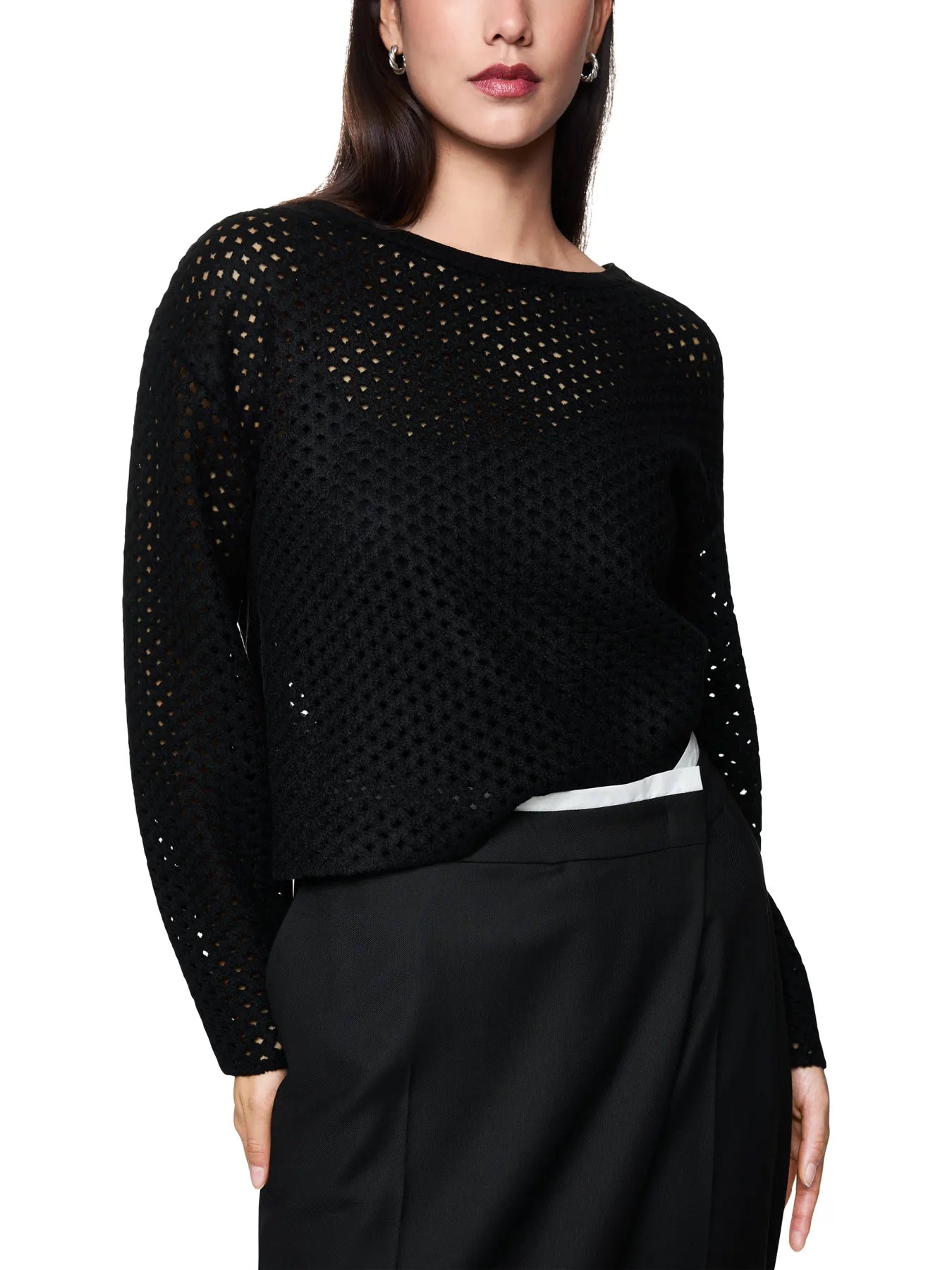 MARC CAIN 
                
                                            ZC 41.48 M17 Lochstrick Pullover Knitted in Germany Black