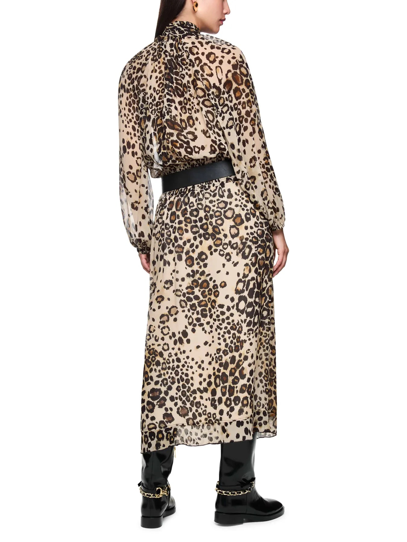 MARC CAIN ZC 71.17 W27 Leo-Midirock mit Volant Saum Braun