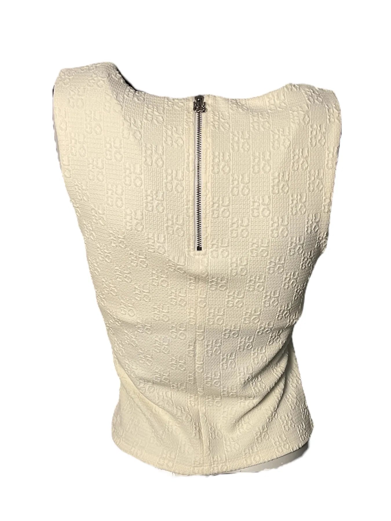 HUGO 50542420 Daironi 10271754 01 Damen Top Logo-Muster Weiß