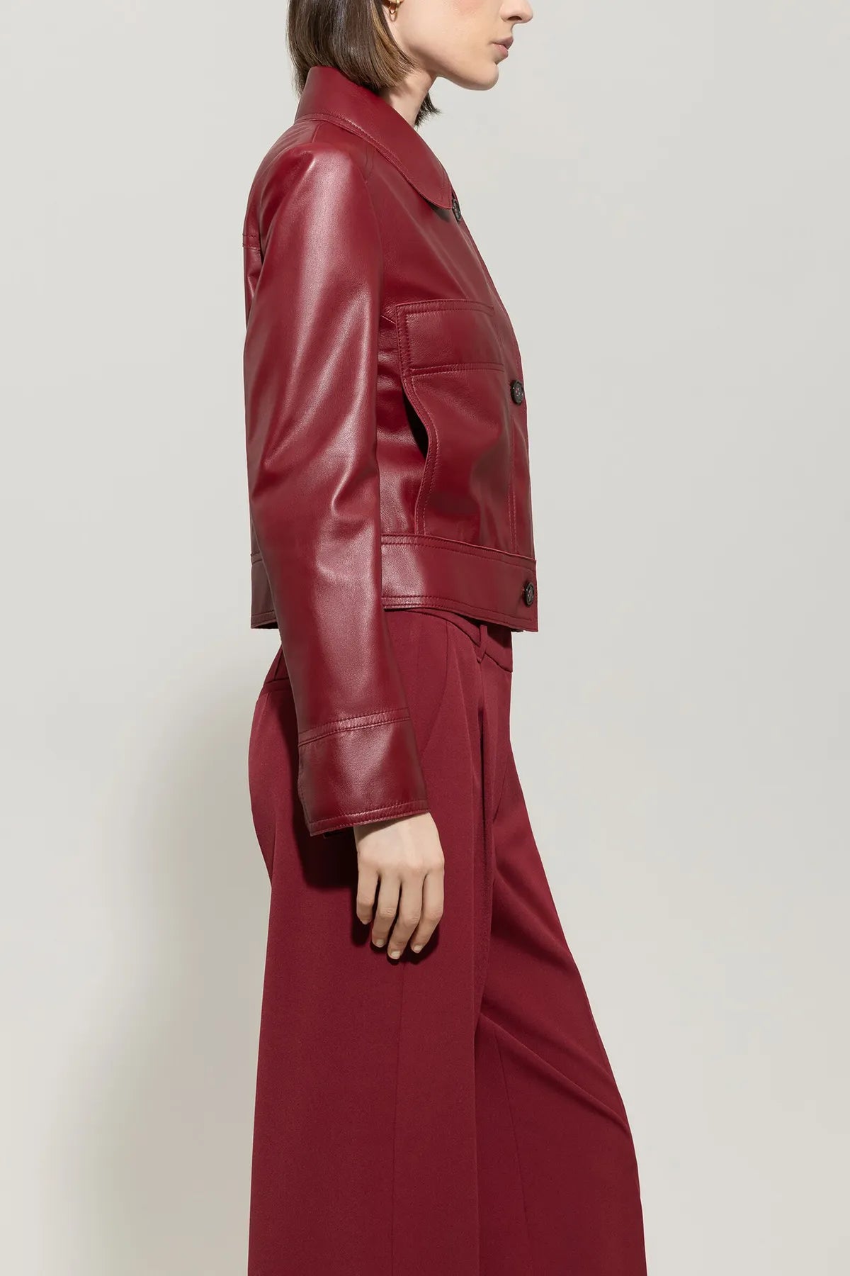 LUISA CERANO 428001/9809-0 Damen Bikerjacke Nappa Leder berry red