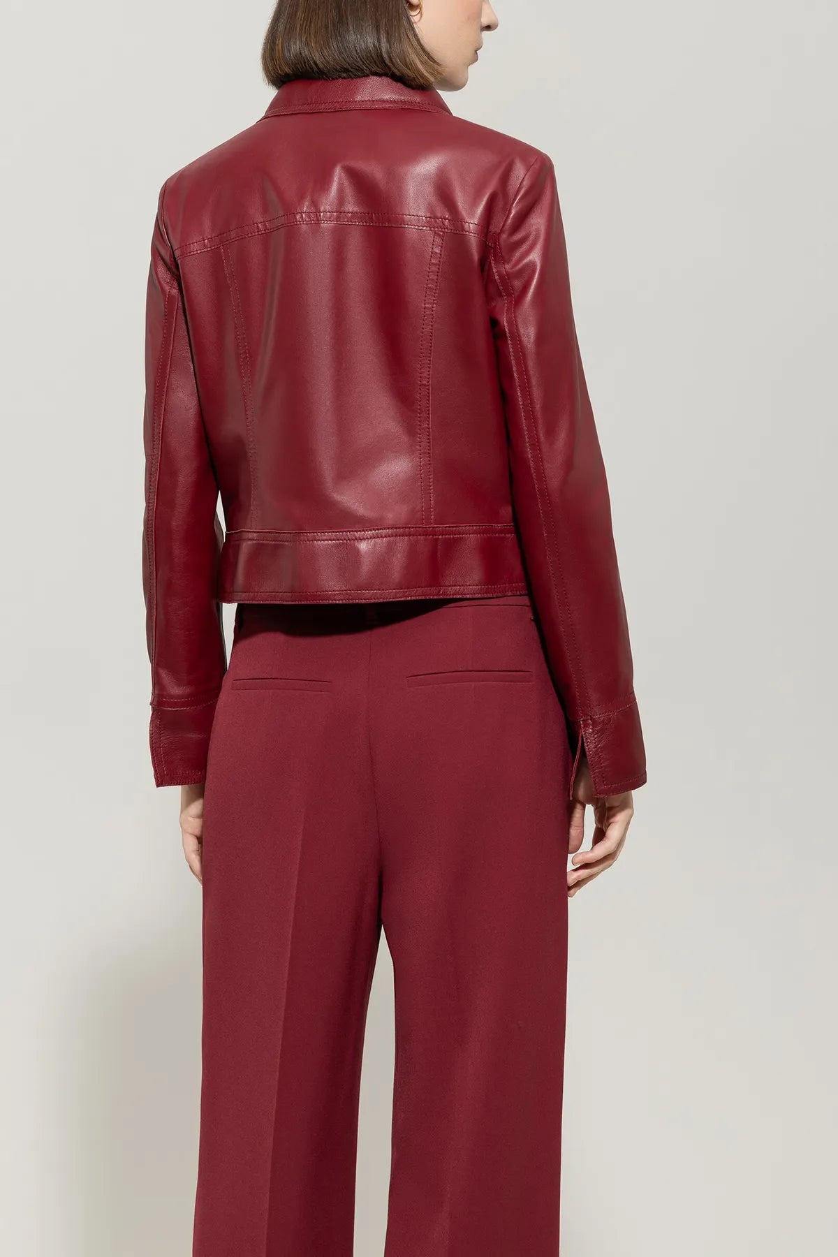 LUISA CERANO 428001/9809-0 Damen Bikerjacke Nappa Leder berry red