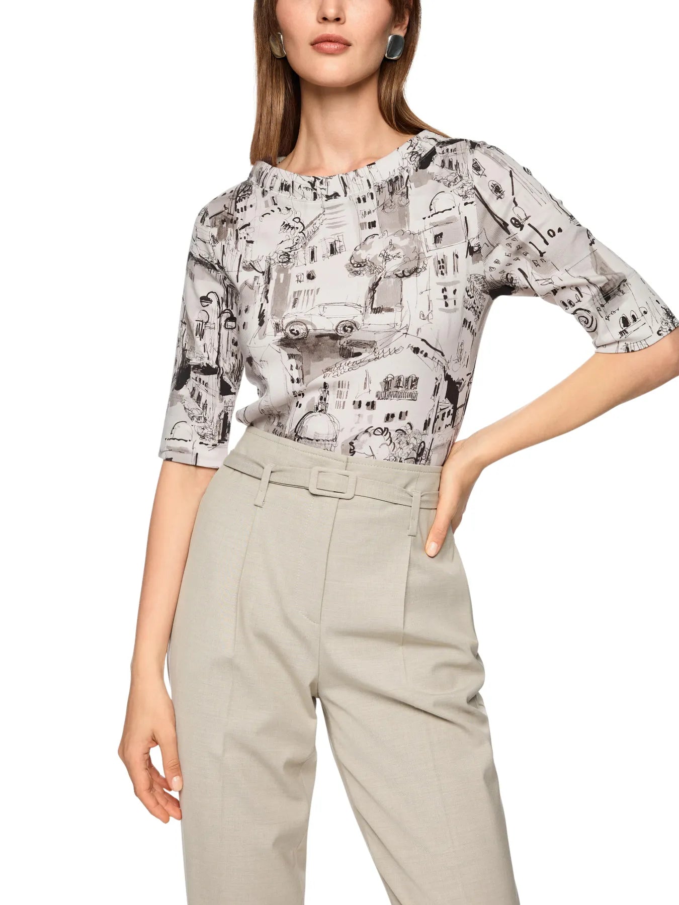 MARC CAIN 
                
                                            ZC 48.45 J37  Shirt mit CITY-Motiv smoke