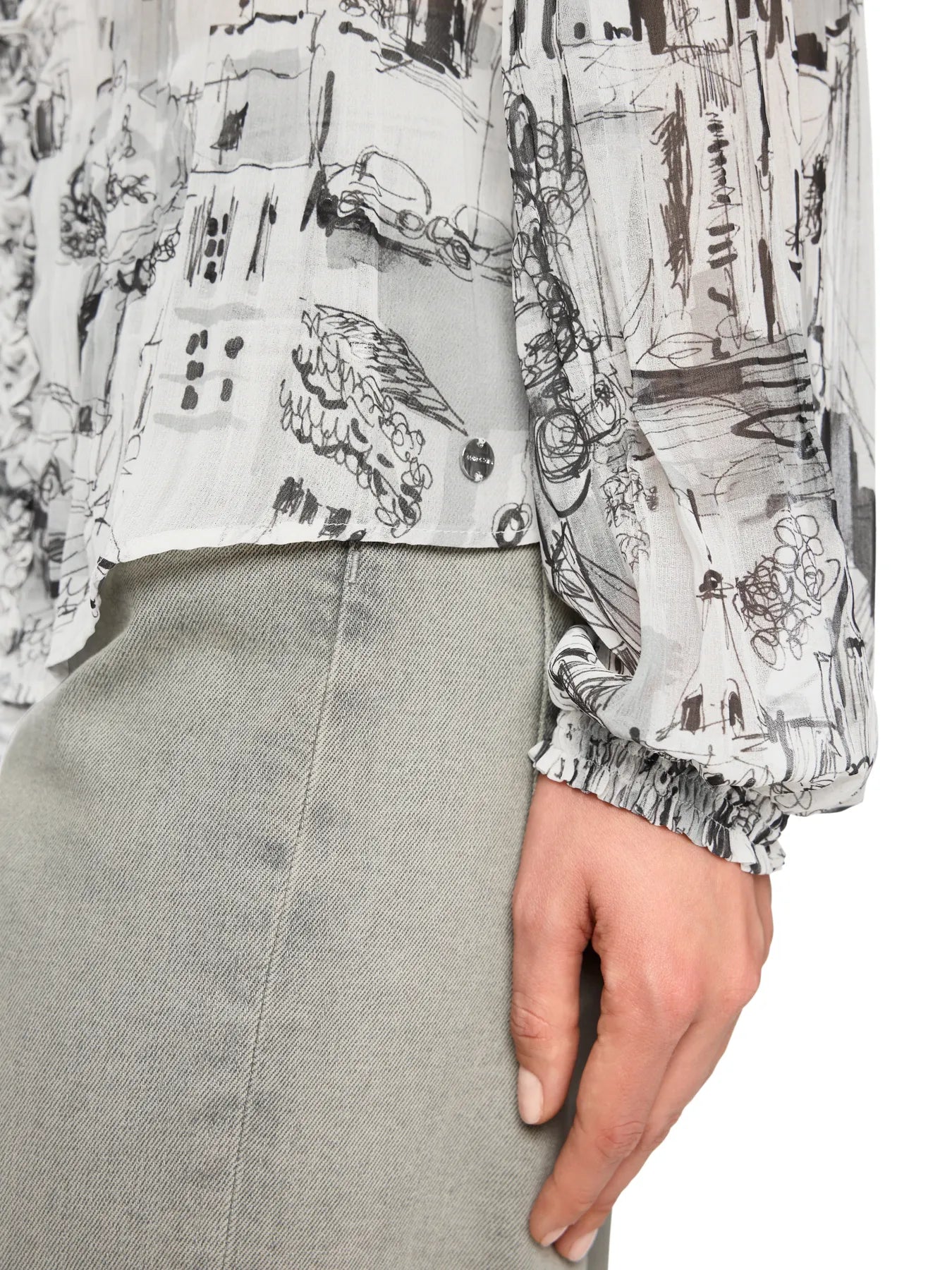 MARC CAIN ZC 51.22 W74 CITY-Print Bluse  Material smoke