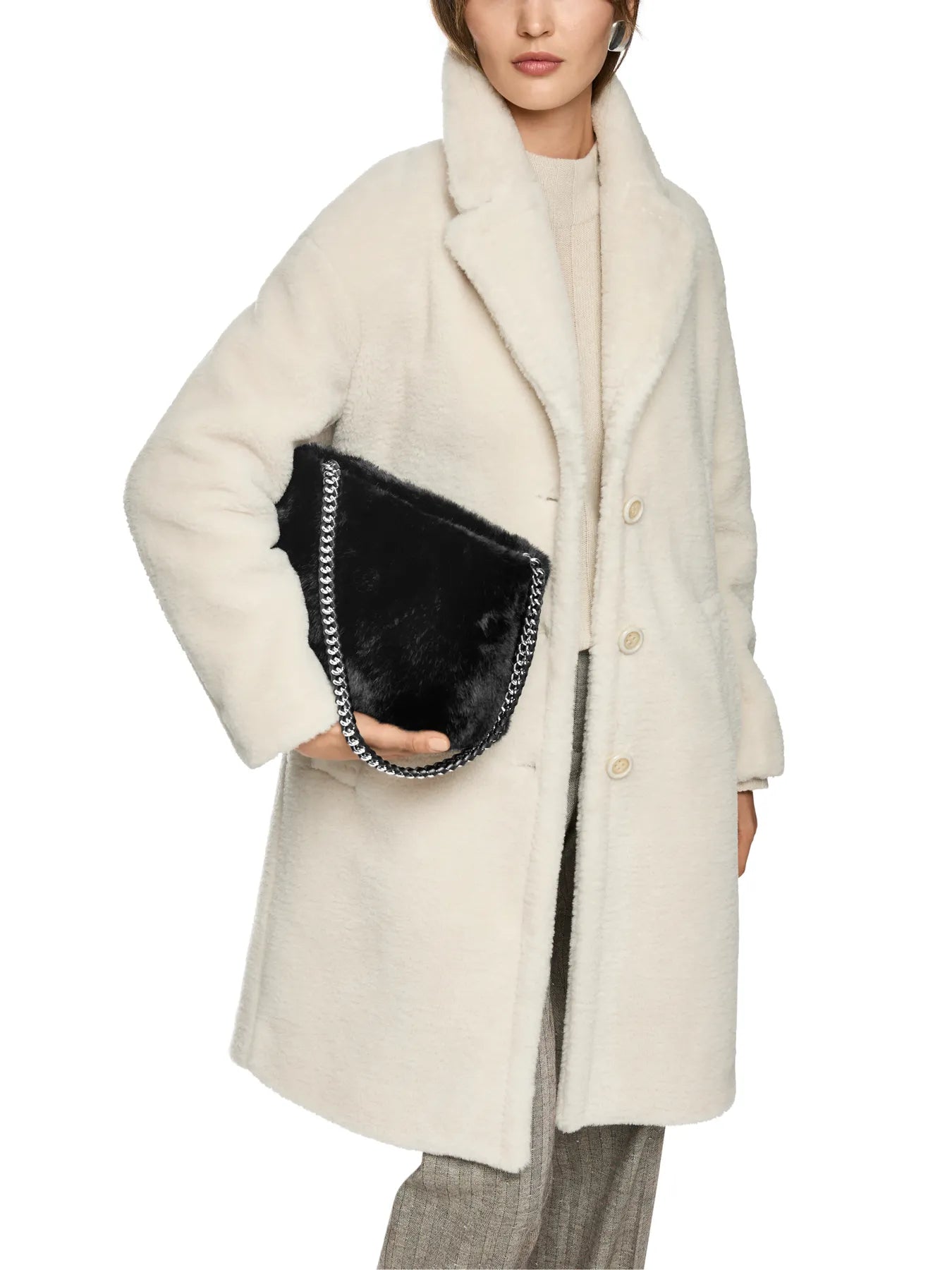 MARC CAIN ZC TI.07 Z19 Schultertasche aus Fake Fur Black