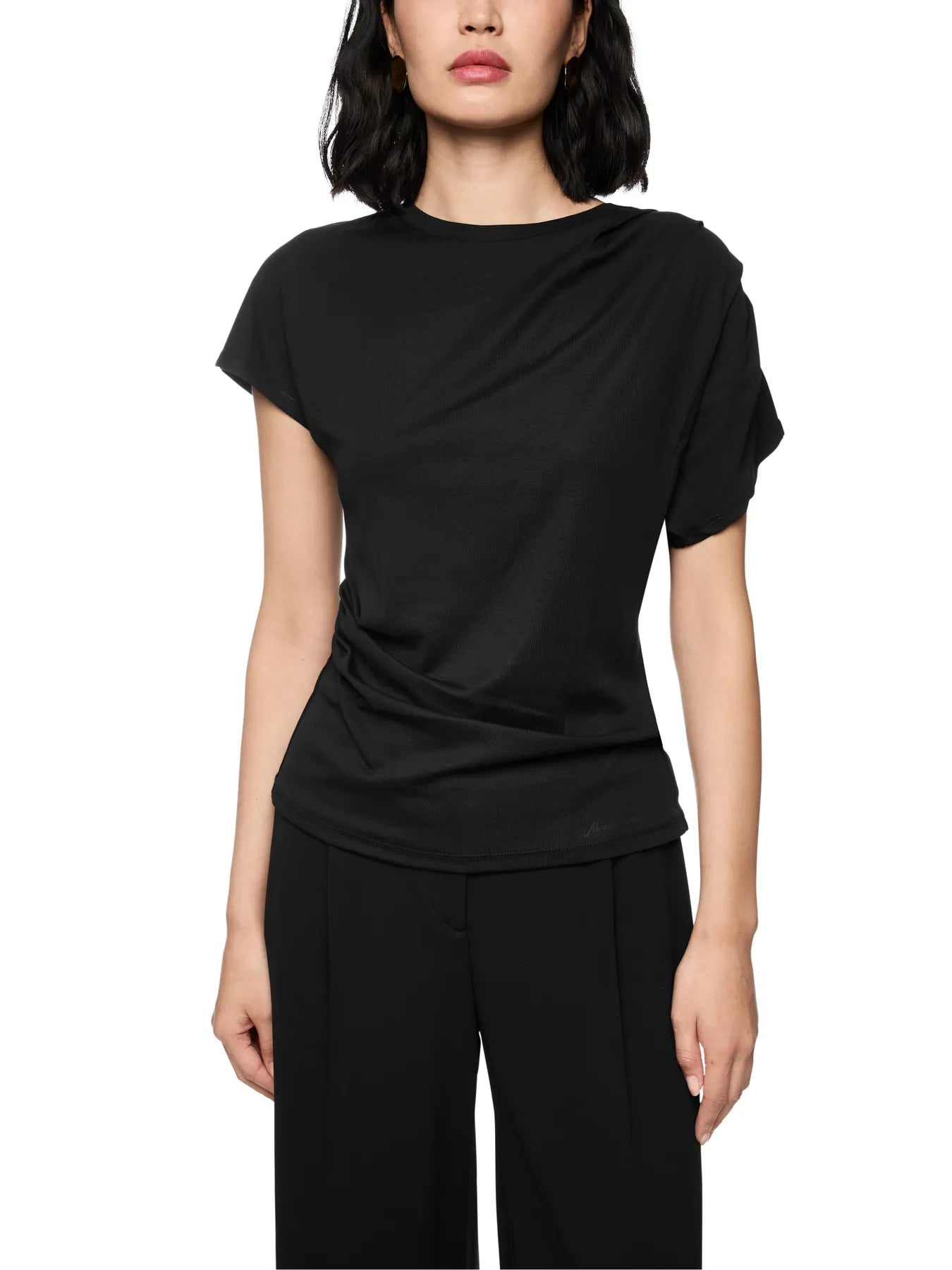 MARC CAIN ZC 48.19 J14  Damen T-Shirt mit Raffung
Black