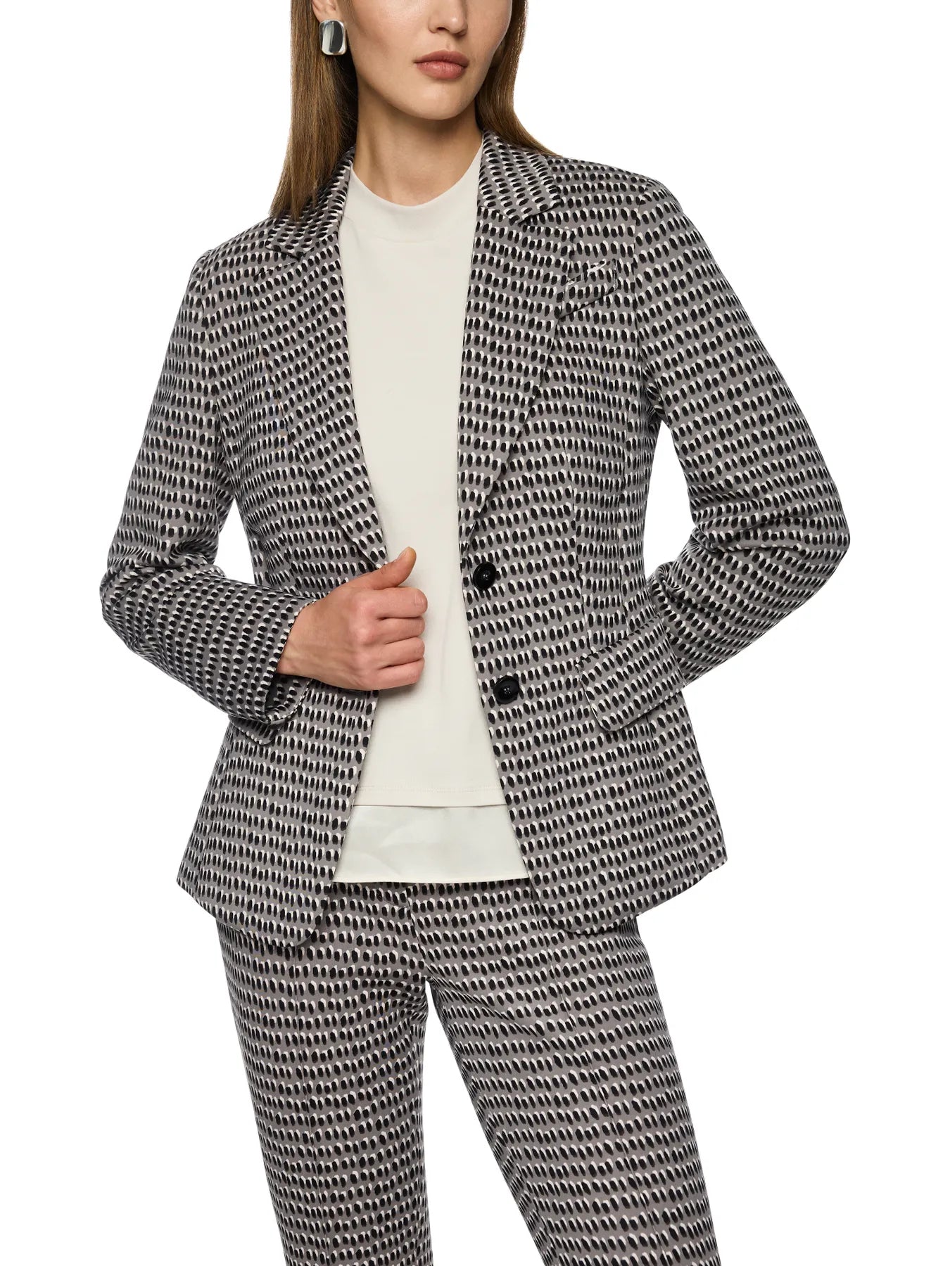 MARC CAIN ZC 34.15 J39 Taillierter Blazer aus Scubajersey Grau