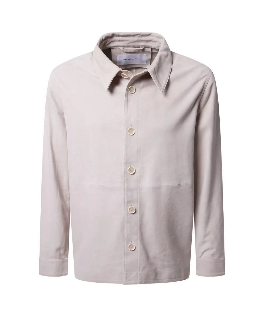 Baldessarini B2 90057.7038 BLD-Shay Leder Overhemd Overshirt silver cloud
