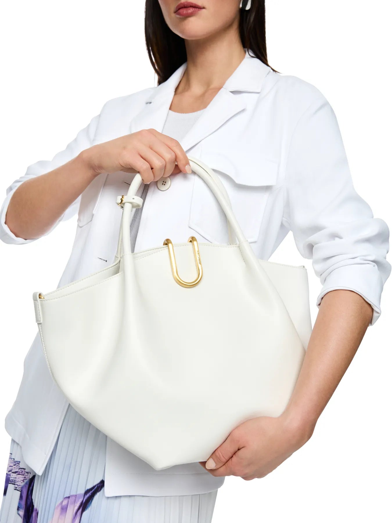 MARC CAIN AC TJ.02 Z20 Shopper mit Henkel Leder weiß