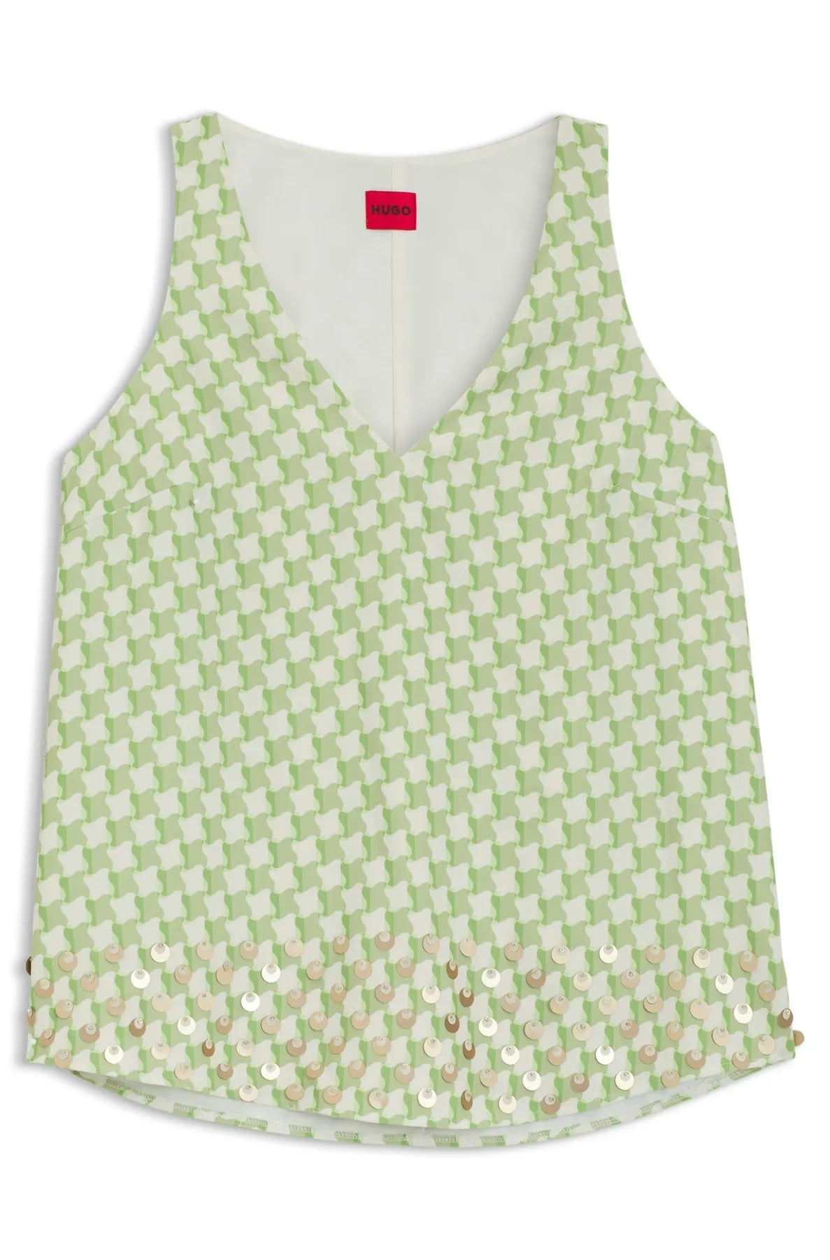 HUGO 50562157 Camaje-1Top mit Pailletten Hellgrün Patterned
