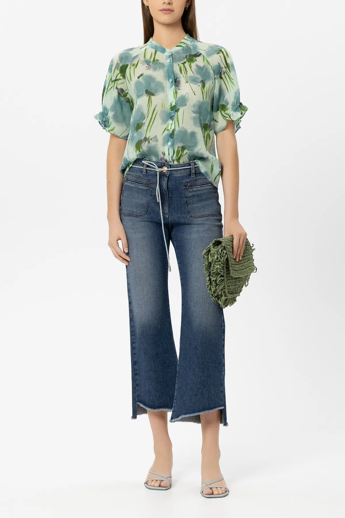 LUISA CERANO 
                
                                            238690/3833-0 Ramie-Bluse mit Flower-Print Kurzarm