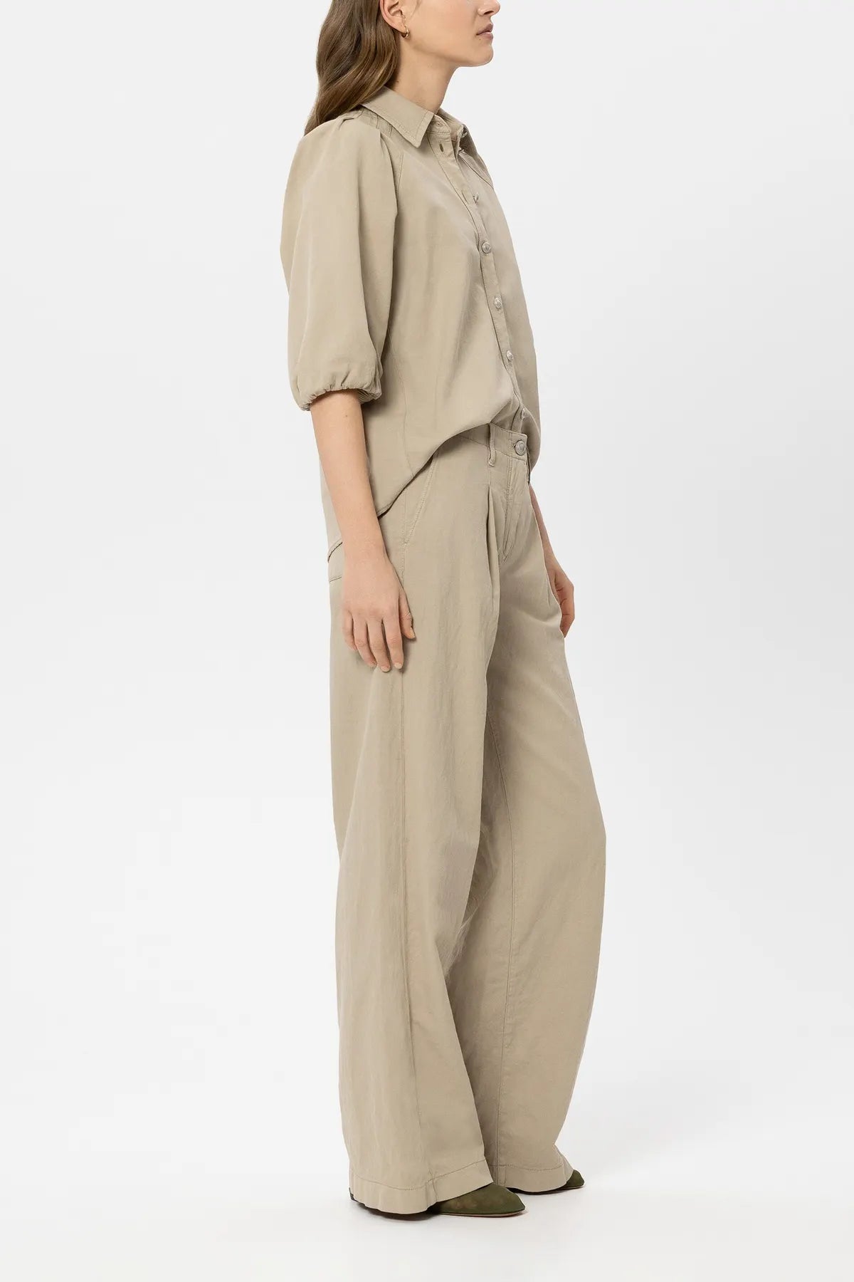 LUISA CERANO 638885/3716-0 Jeans-Optik Wideleg-Chino aus Leinen-Mix Sand