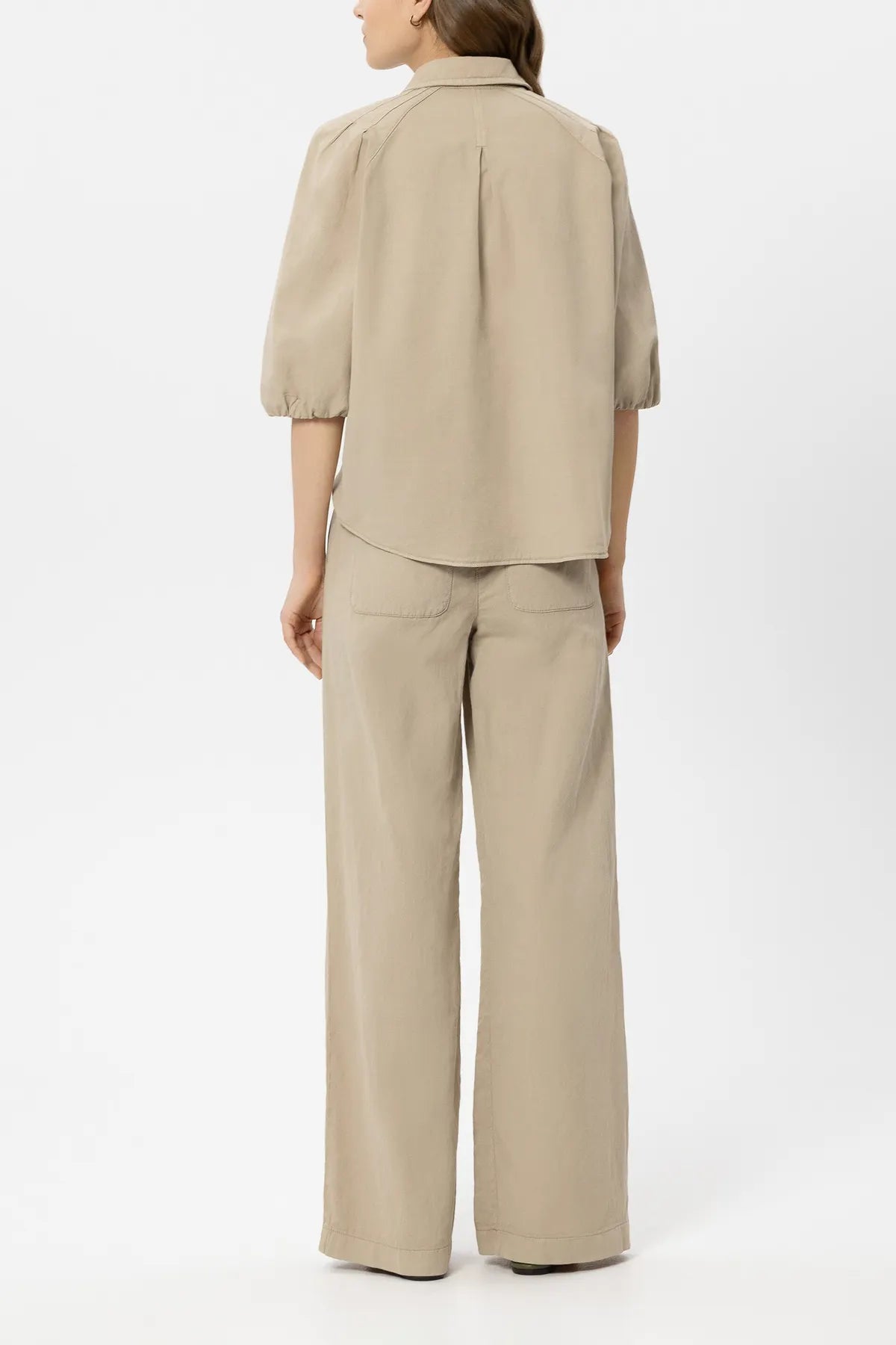 LUISA CERANO 638885/3716-0 Jeans-Optik Wideleg-Chino aus Leinen-Mix Sand