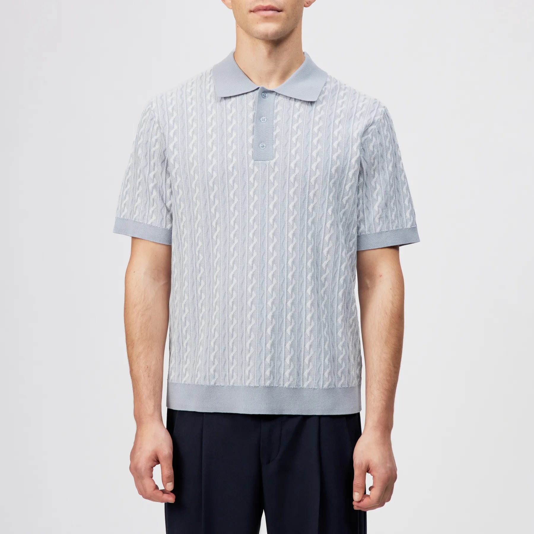DRYKORN 425175 TAMIAN 10 Strickpolo in Baumwoll-Jacquard blau 3905