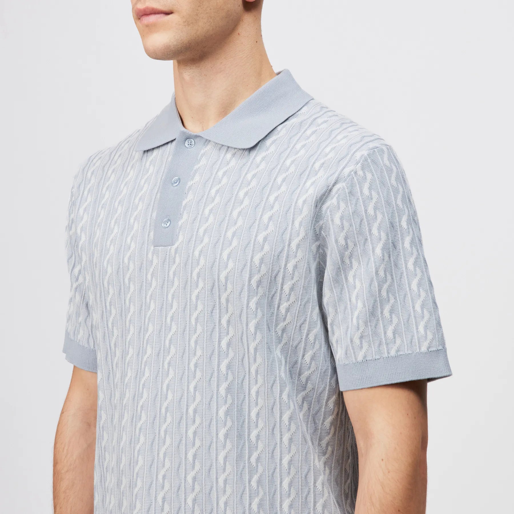 DRYKORN 425175 TAMIAN 10 Strickpolo in Baumwoll-Jacquard blau 3905