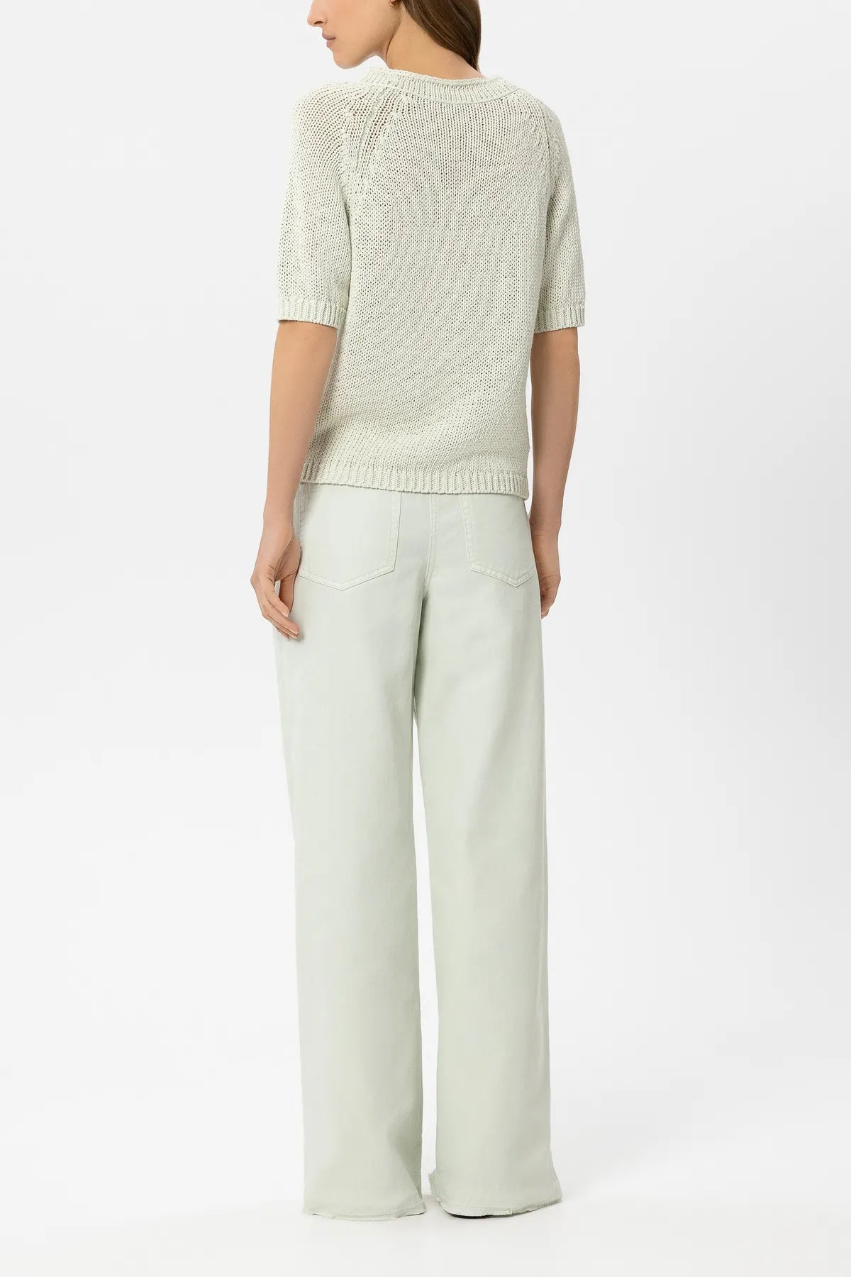 LUISA CERANO 638657/3829-0 Wideleg-Denim mit Bindegürtel pistachio