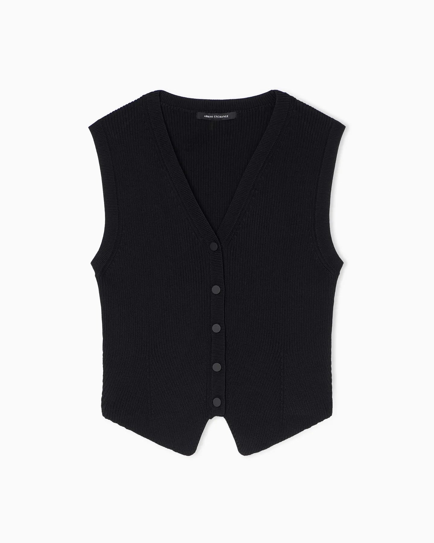ARMANI XW001882 AF10352 CROPPED STRICK TOP BLACK