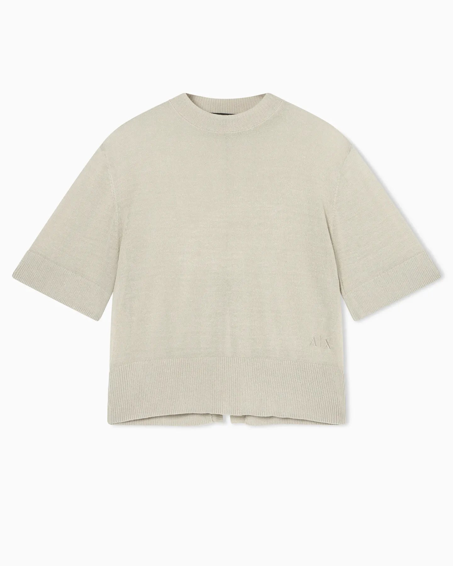 ARMANI  XW001912 AF21575 Linen-Viscose Stricktop Cut-out Top