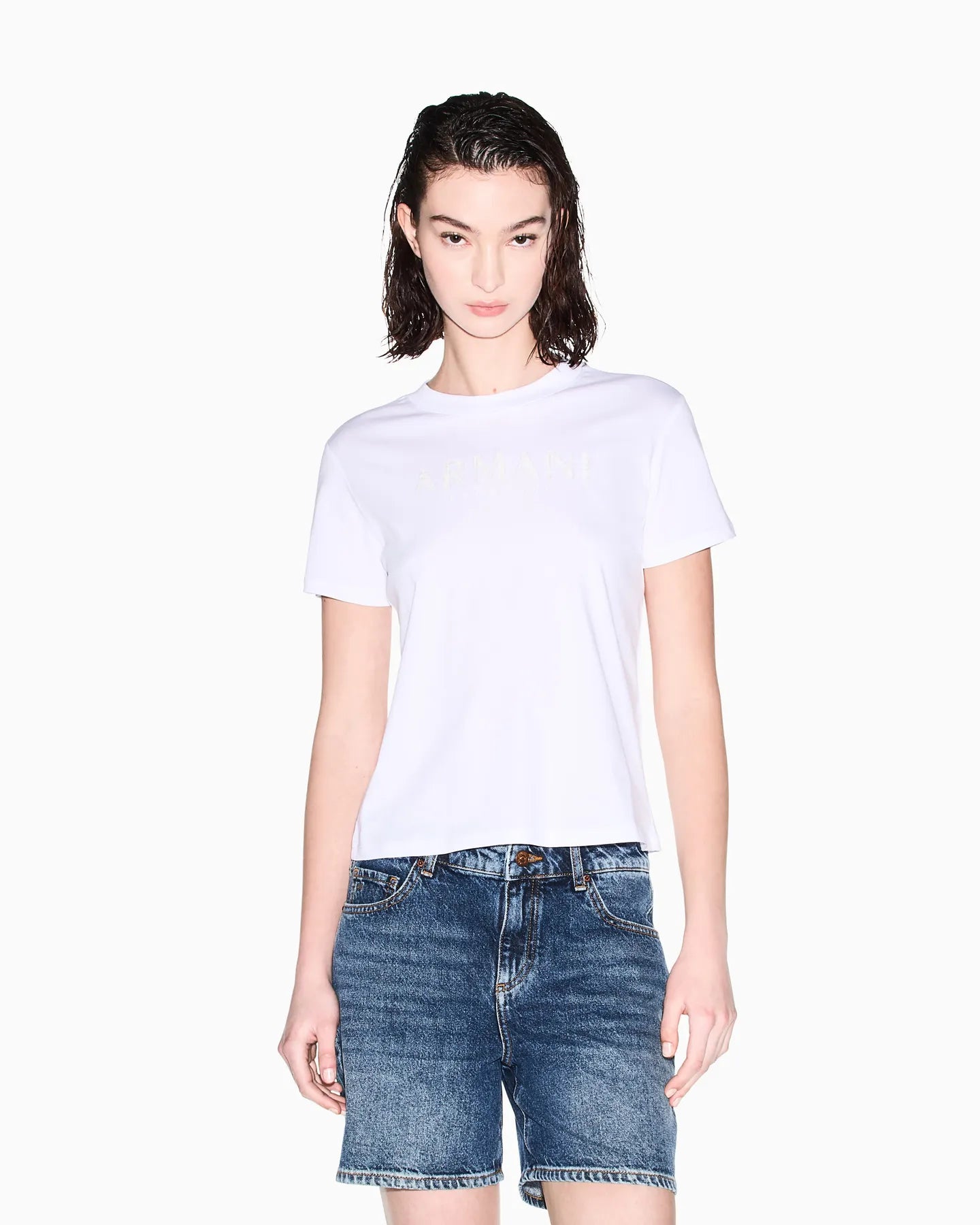 ARMANI XW002340 AF10358  Damen Logo T-Shirt weiß