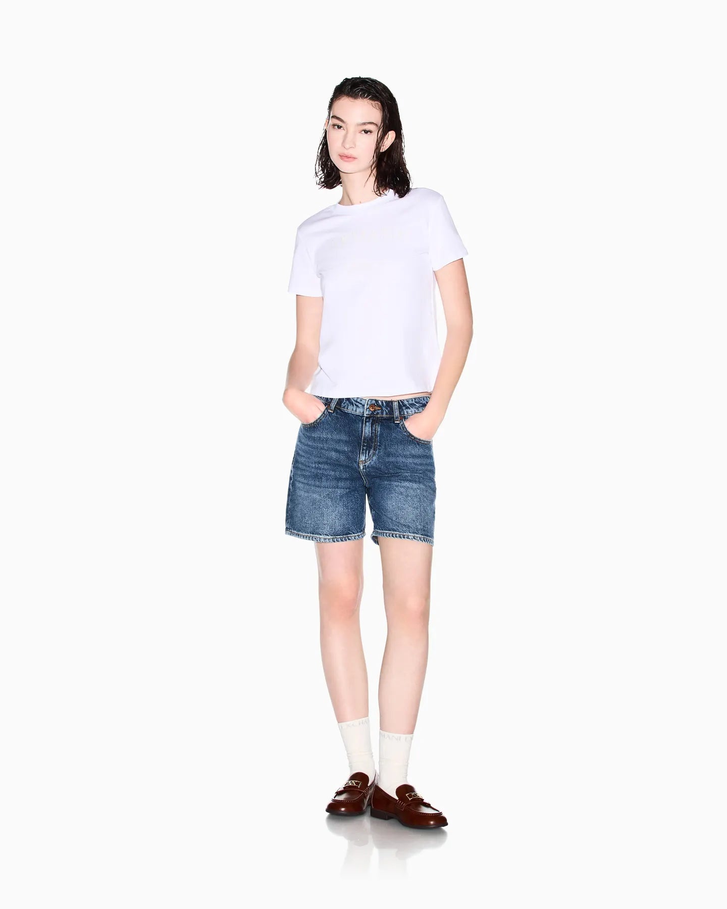 ARMANI XW002340 AF10358  Damen Logo T-Shirt weiß